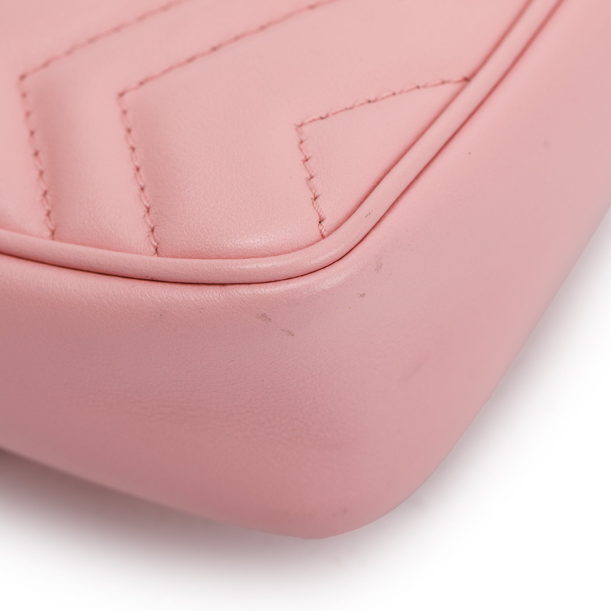 Gucci Pink GG Marmont Matelasse Leather Super Mini Bag w/ Box