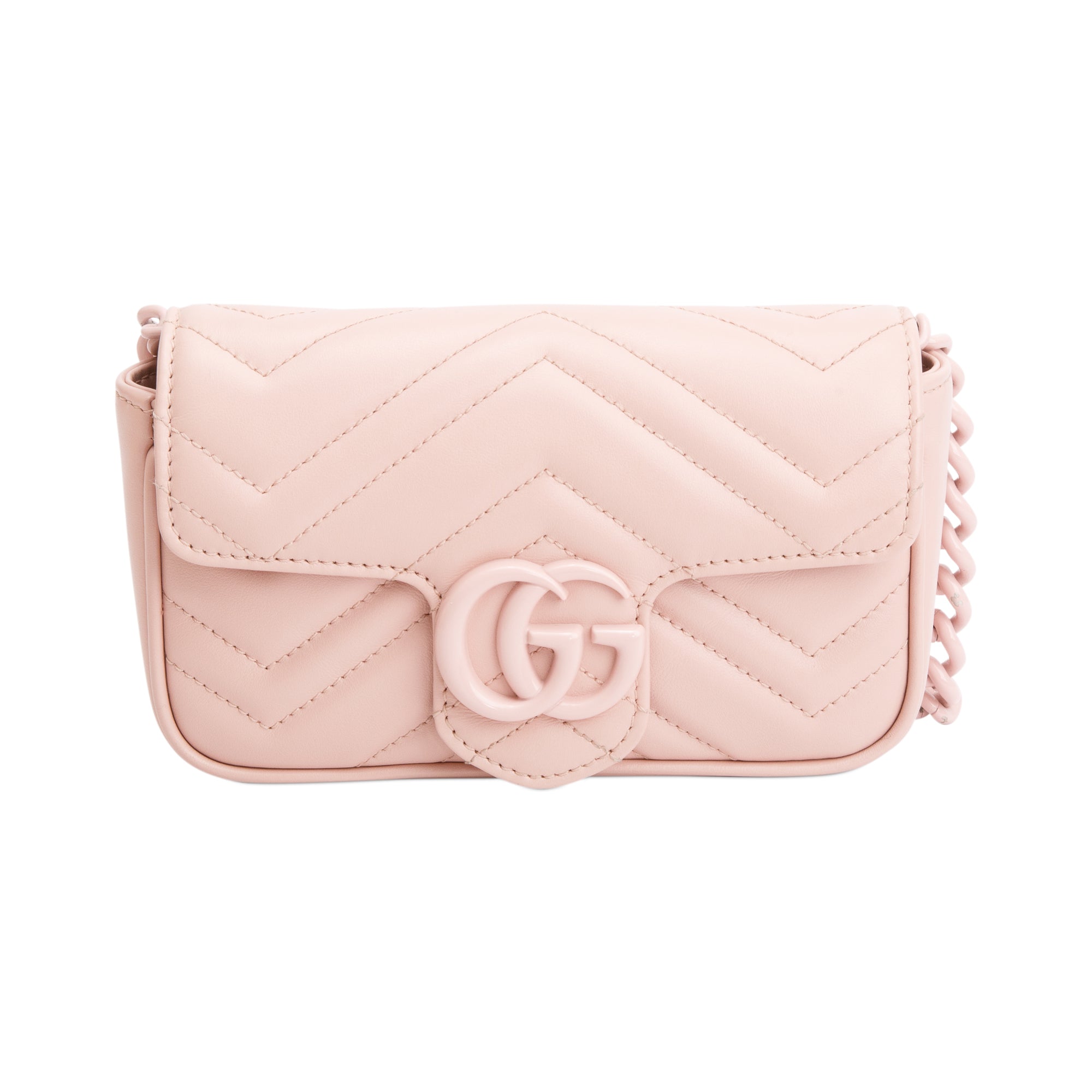 Gucci Pink GG Marmont Matelasse Monochrome Belt Bag w/ Box