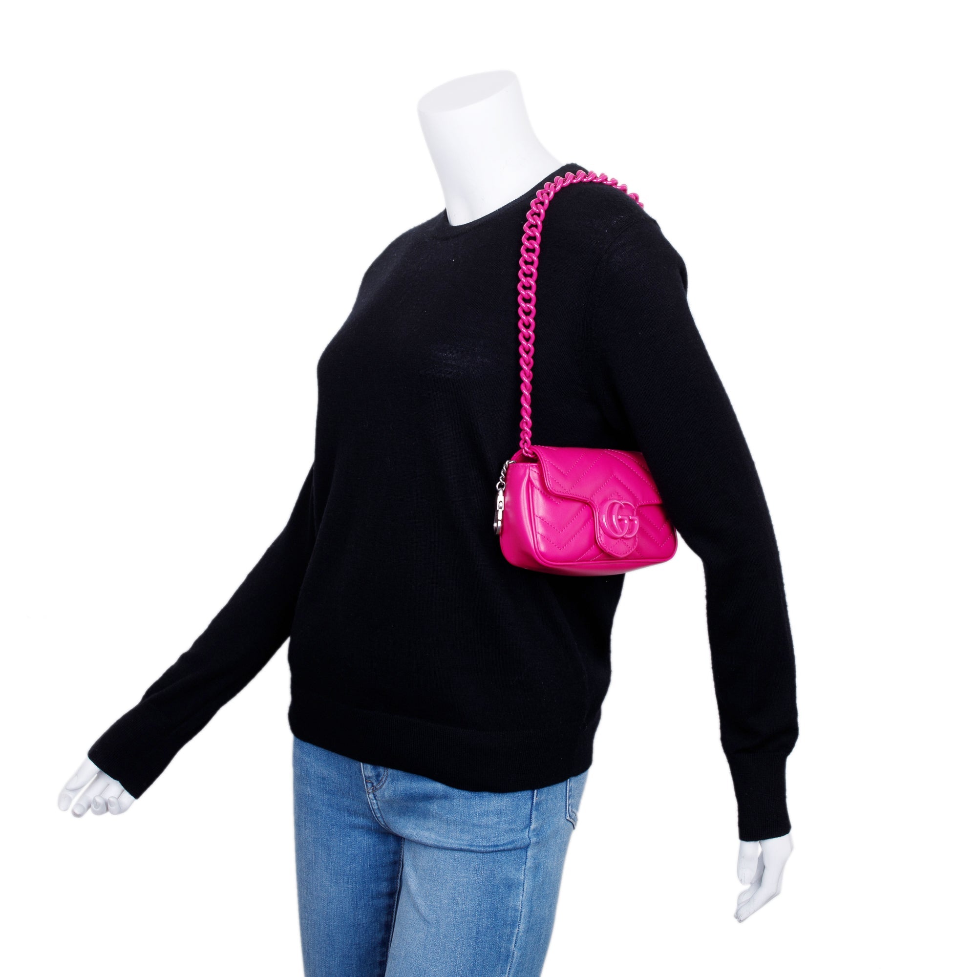 Gucci Pink GG Marmont Matelasse Monochrome Belt Bag w/ Box