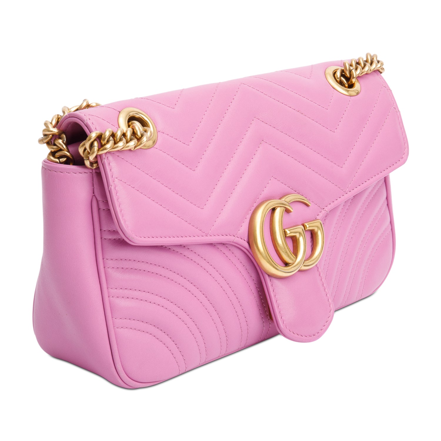 Gucci Pink GG Marmont Matelasse Small Shoulder Bag