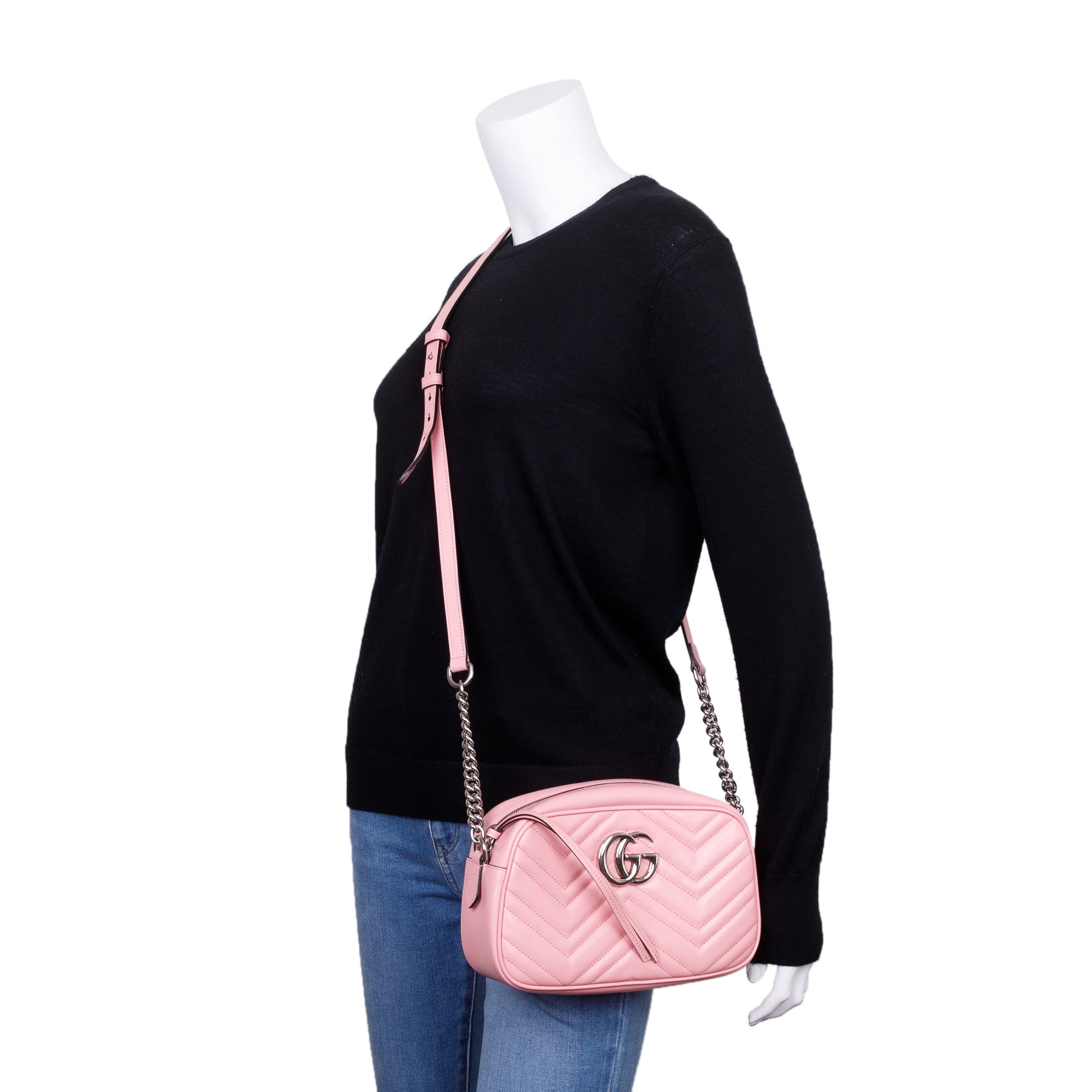 Gucci Pink GG Marmont Matelasse Small Shoulder Bag w/ Box