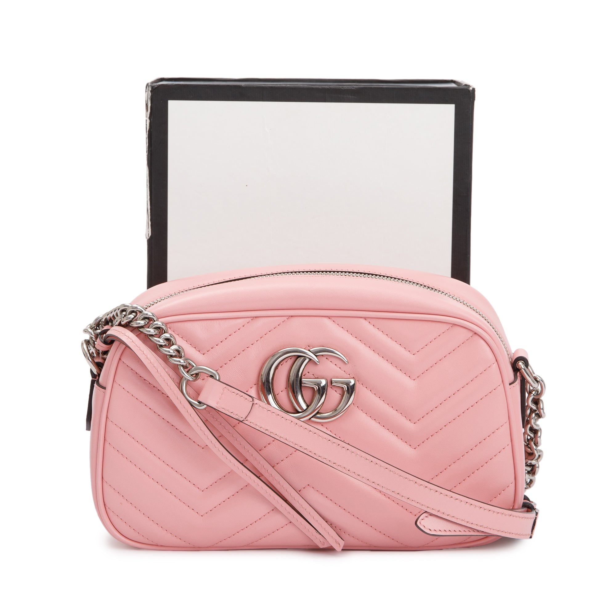 Gucci Pink GG Marmont Matelasse Small Shoulder Bag w/ Box