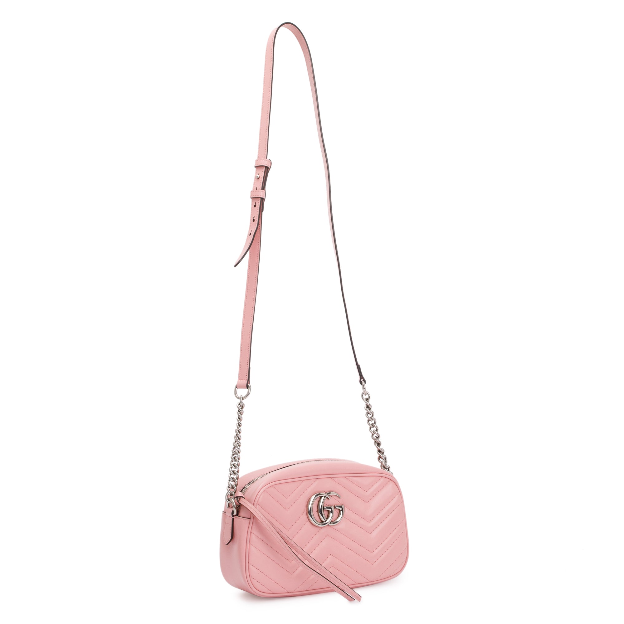 Gucci Pink GG Marmont Matelasse Small Shoulder Bag w/ Box
