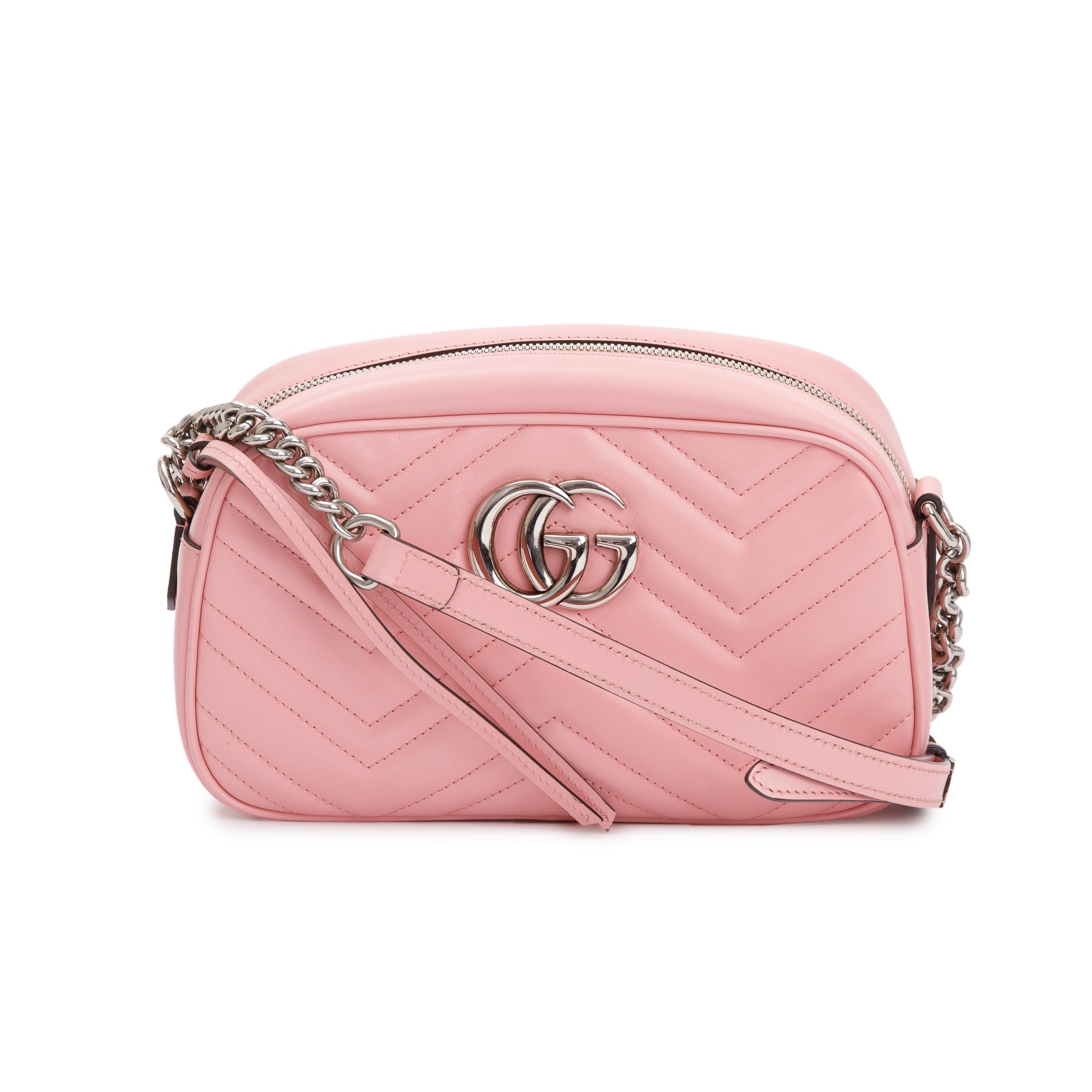 Gucci Pink GG Marmont Matelasse Small Shoulder Bag w/ Box