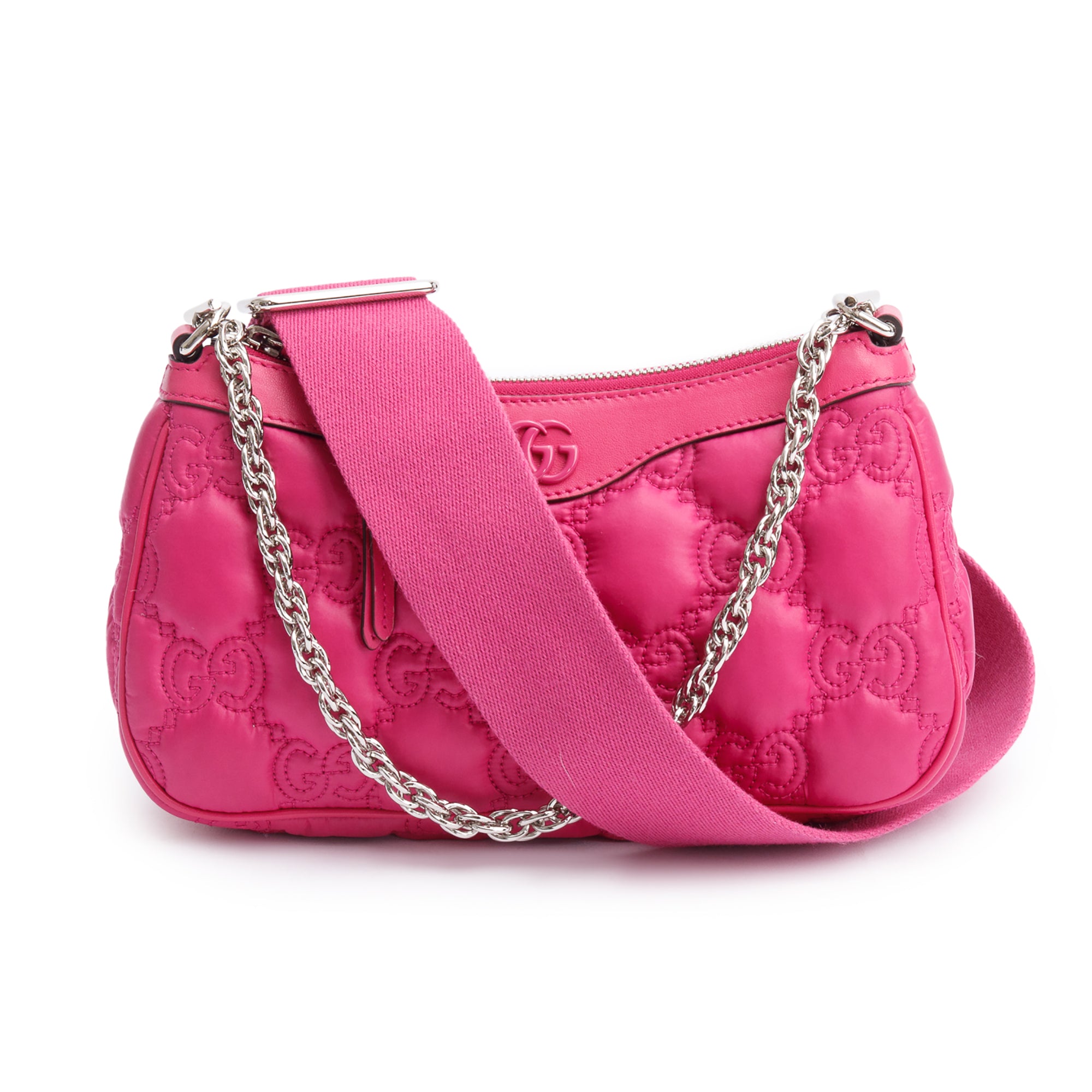 Gucci Pink GG Quilted Matelasse Leather Small Chain Shoulder Bag w/ Strap & Box