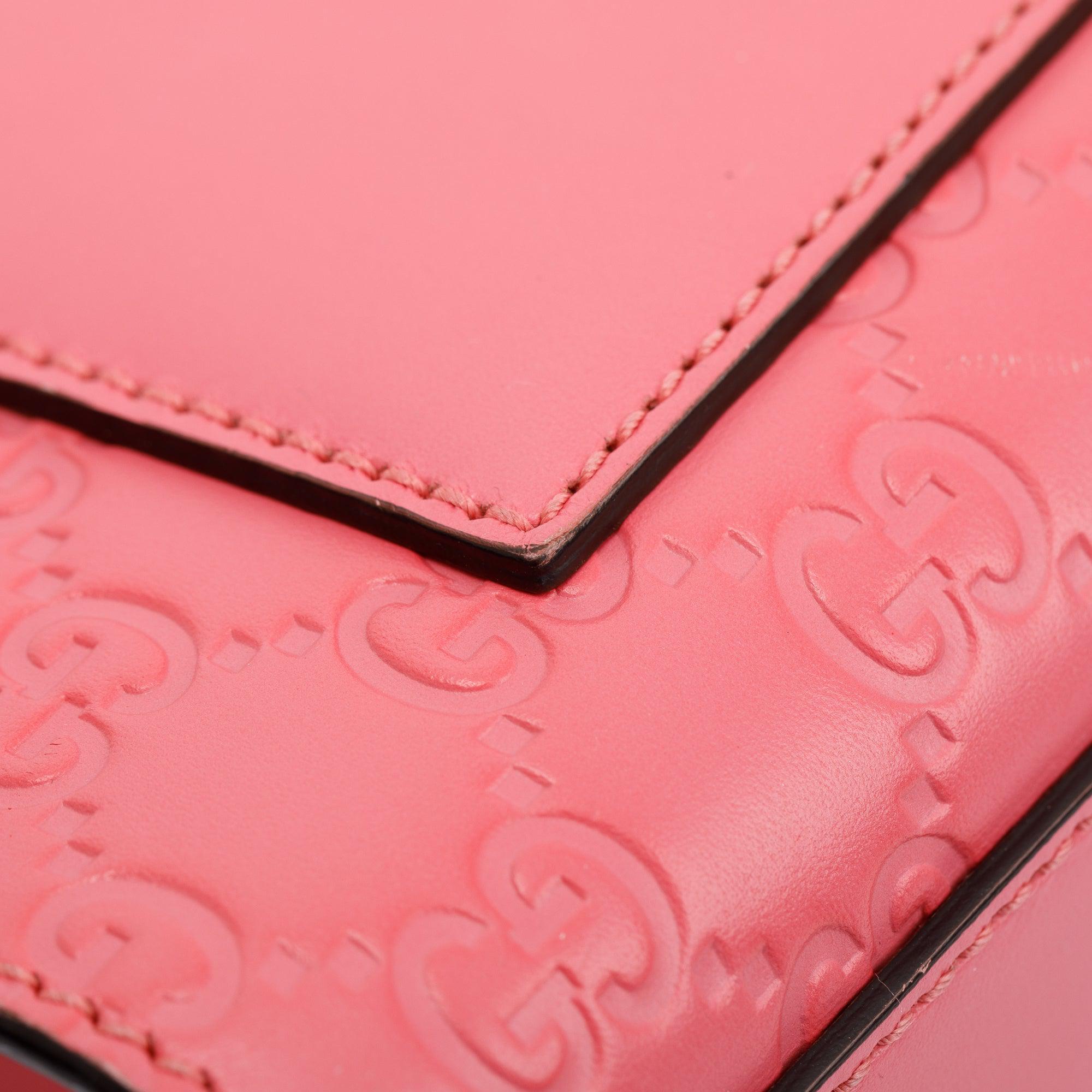 Gucci Pink GG Signature Leather Medium Padlock Shoulder Bag w/ Box