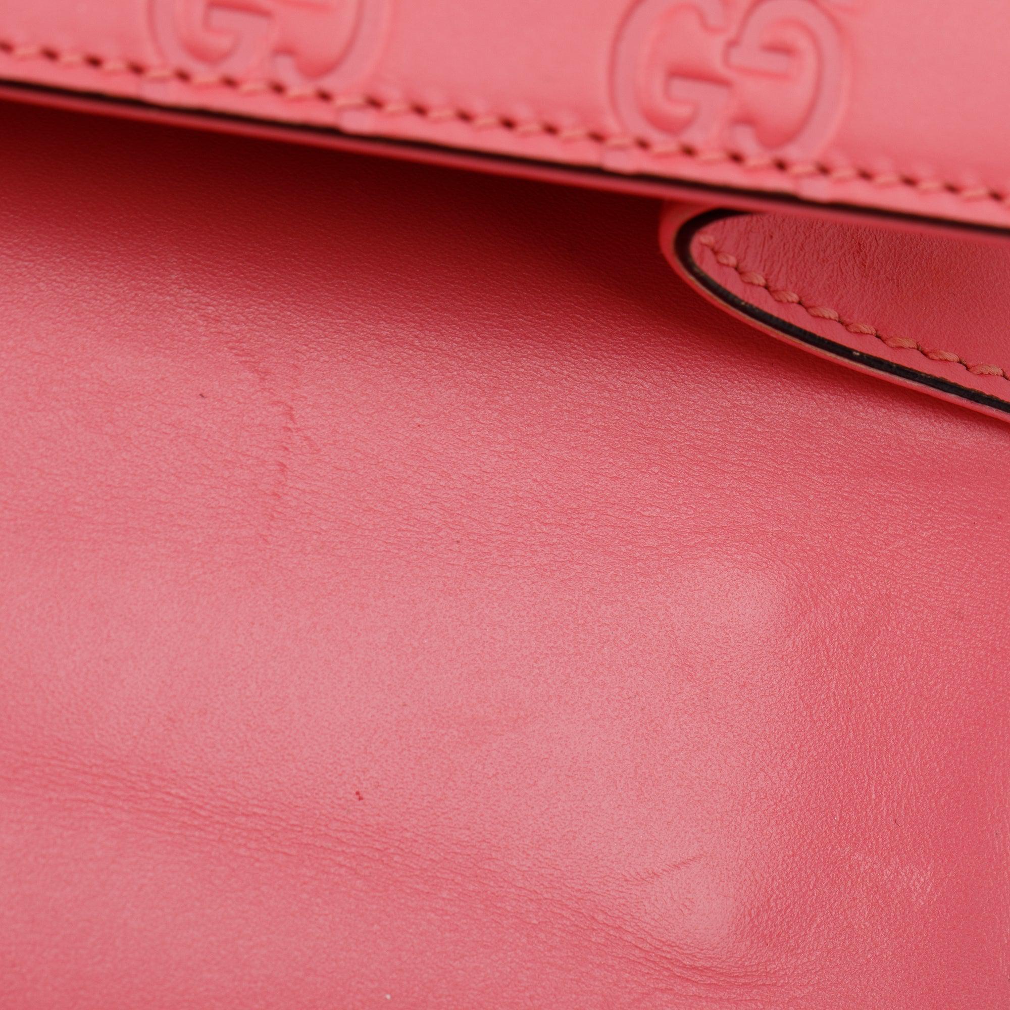 Gucci Pink GG Signature Leather Medium Padlock Shoulder Bag w/ Box