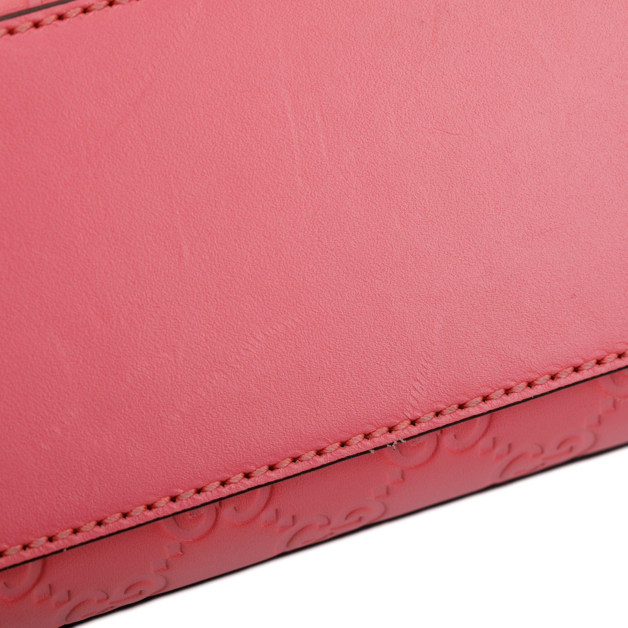 Gucci Pink GG Signature Leather Medium Padlock Shoulder Bag w/ Box