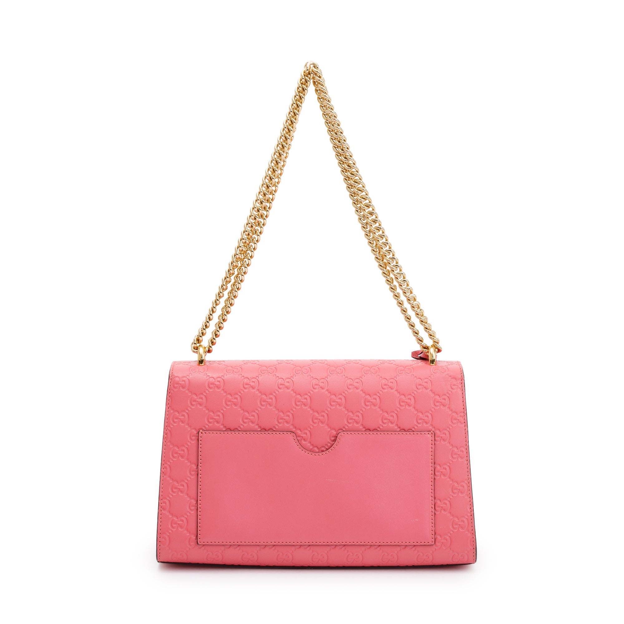 Gucci Pink GG Signature Leather Medium Padlock Shoulder Bag w/ Box