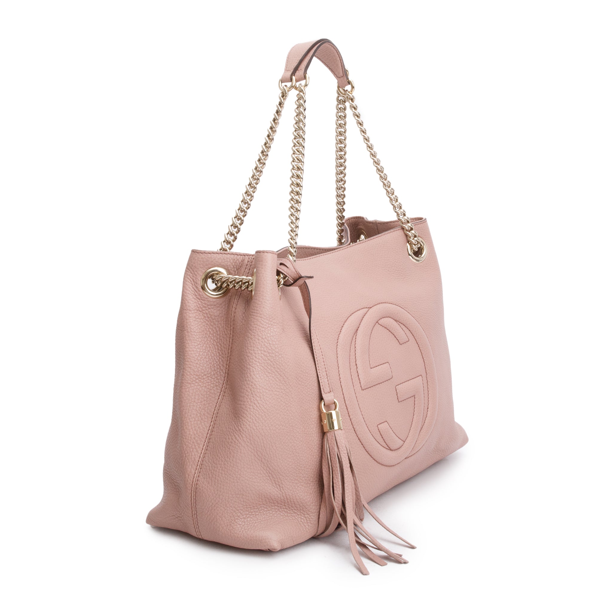 Gucci Pink Grained Leather Medium Soho Chain Tote