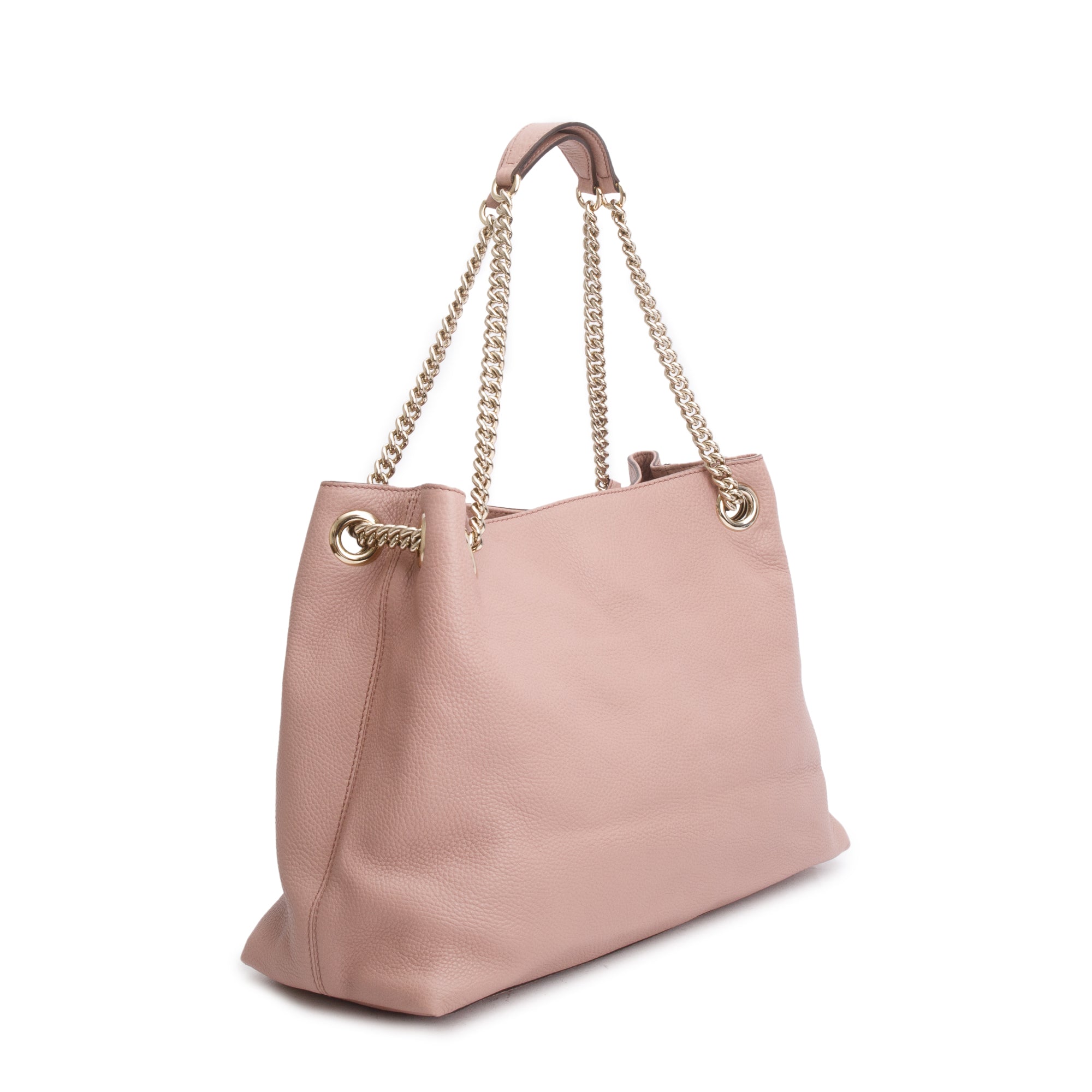 Gucci Pink Grained Leather Medium Soho Chain Tote