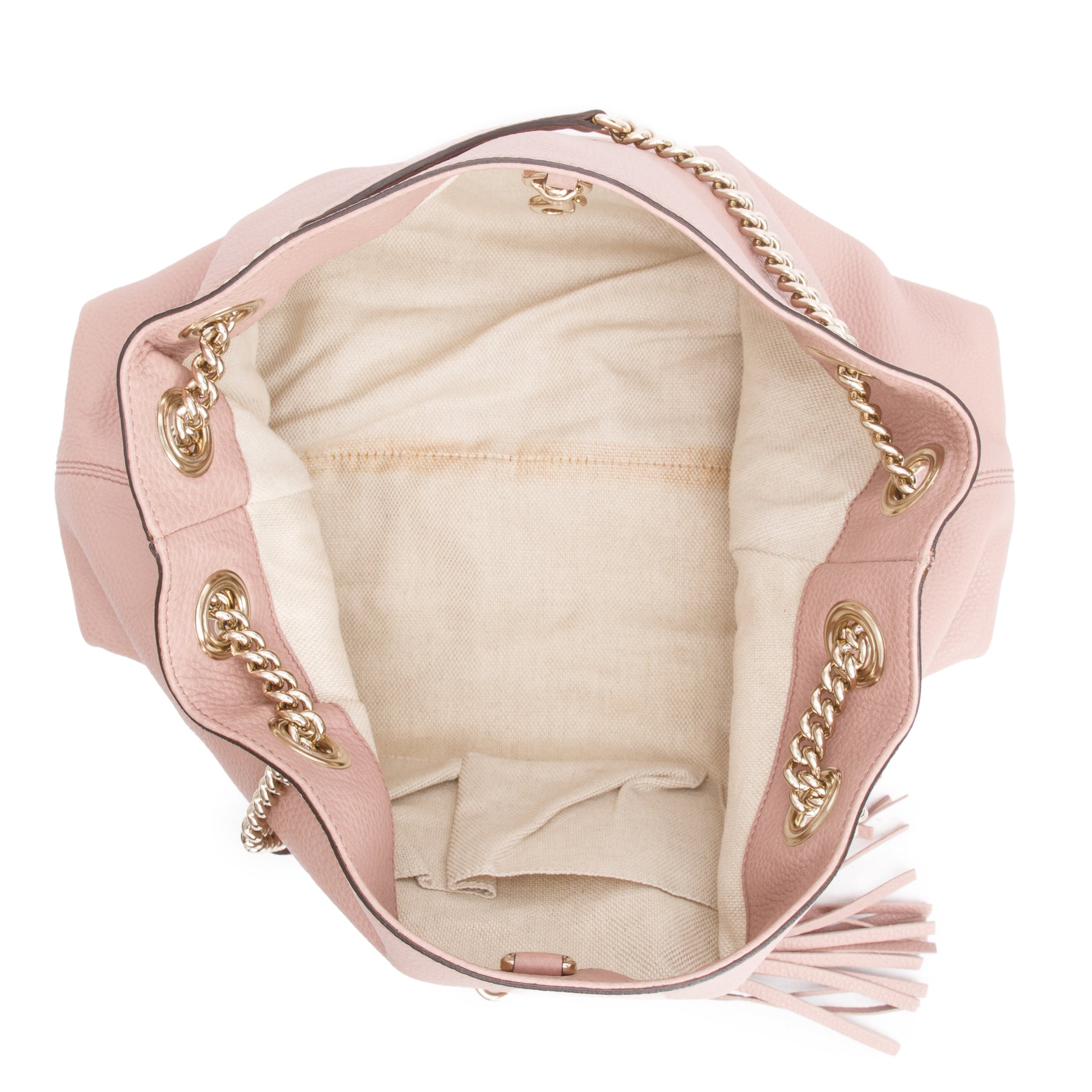 Gucci Pink Grained Leather Medium Soho Chain Tote