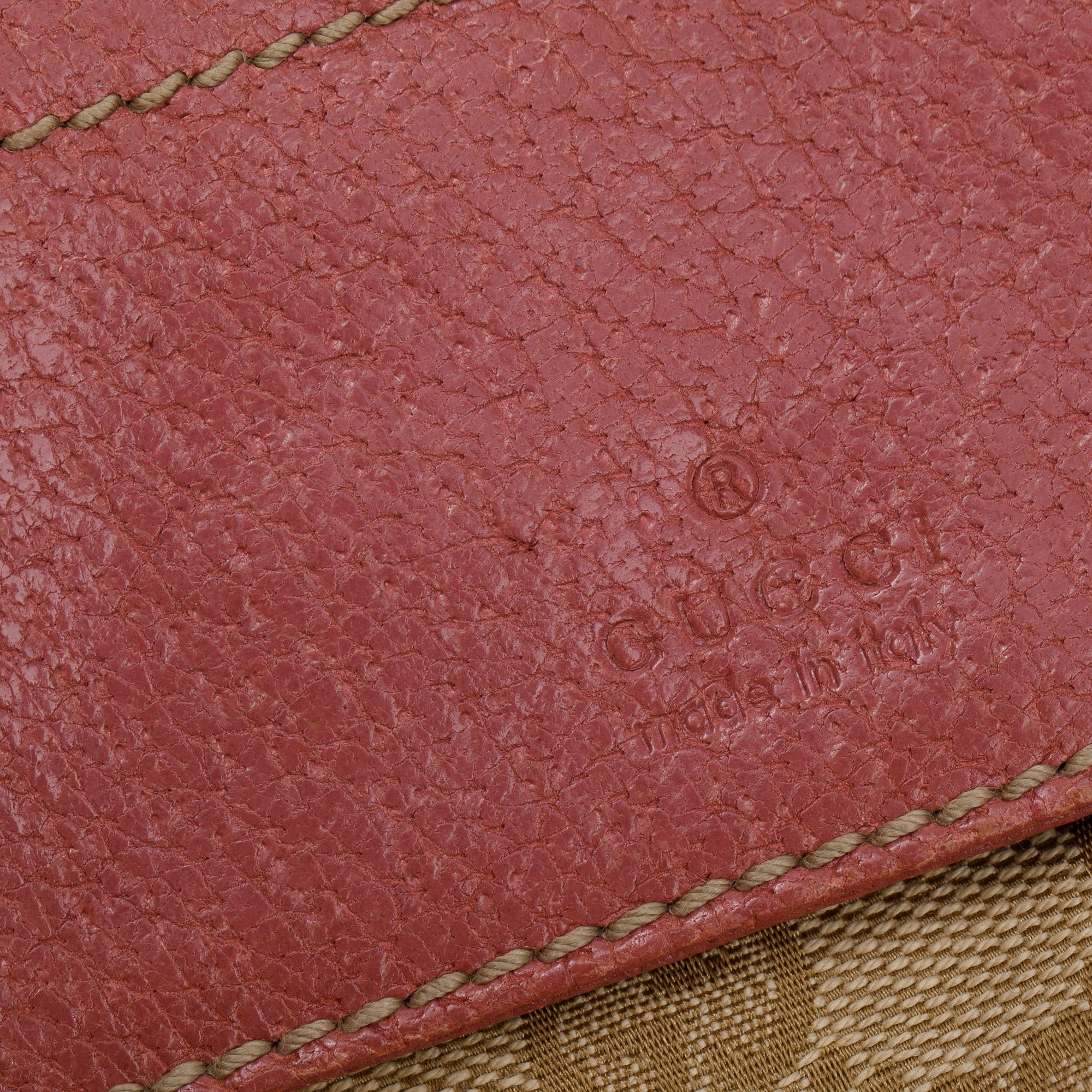 Gucci Pink Leather GG Canvas Web Double Pocket Small Belt Bag