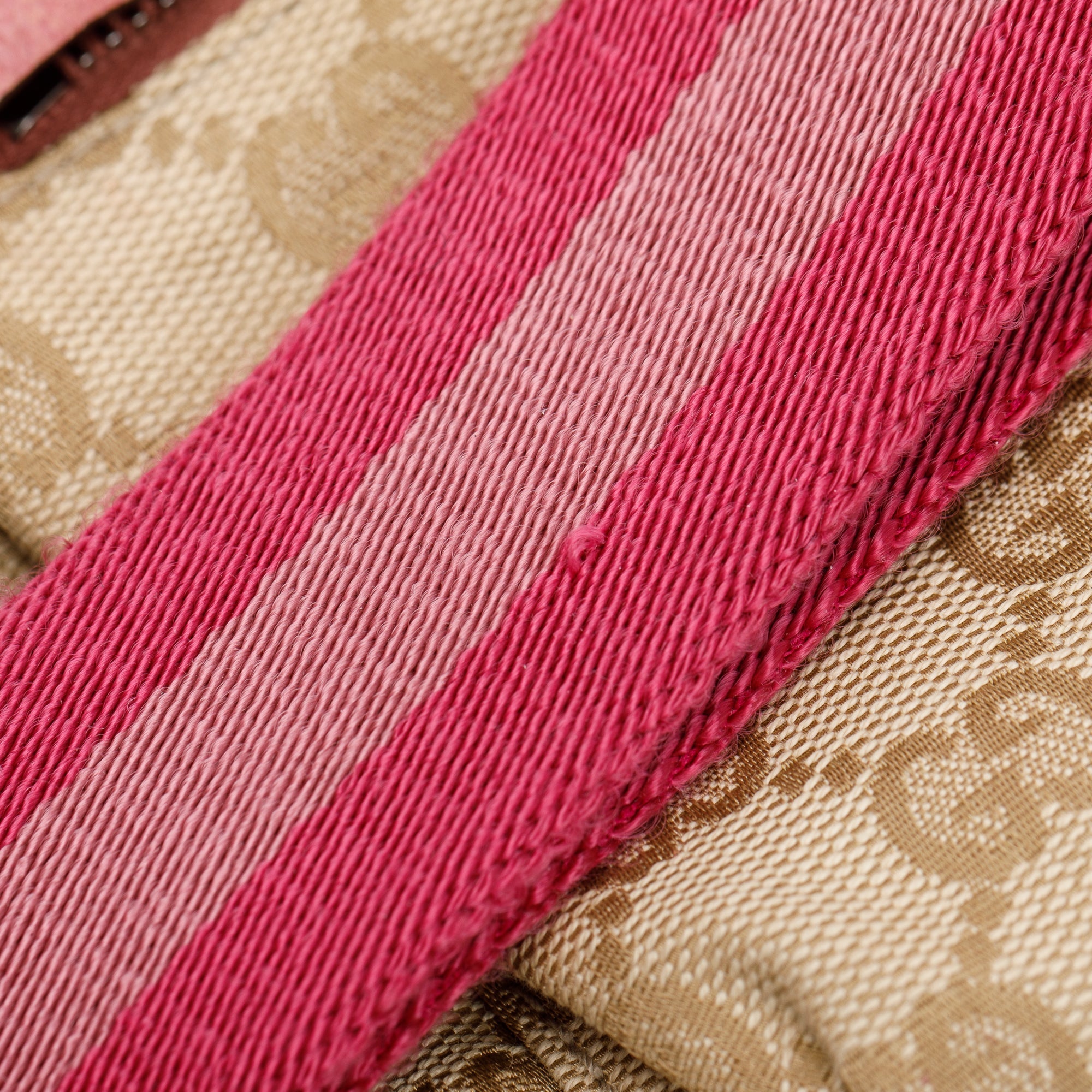 Gucci Pink Leather GG Canvas Web Double Pocket Small Belt Bag