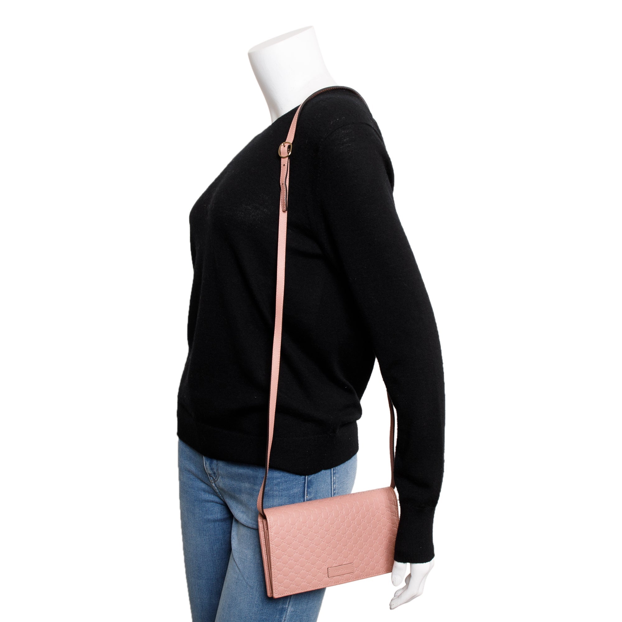 Gucci Pink Microguccissima Leather Wallet on Strap