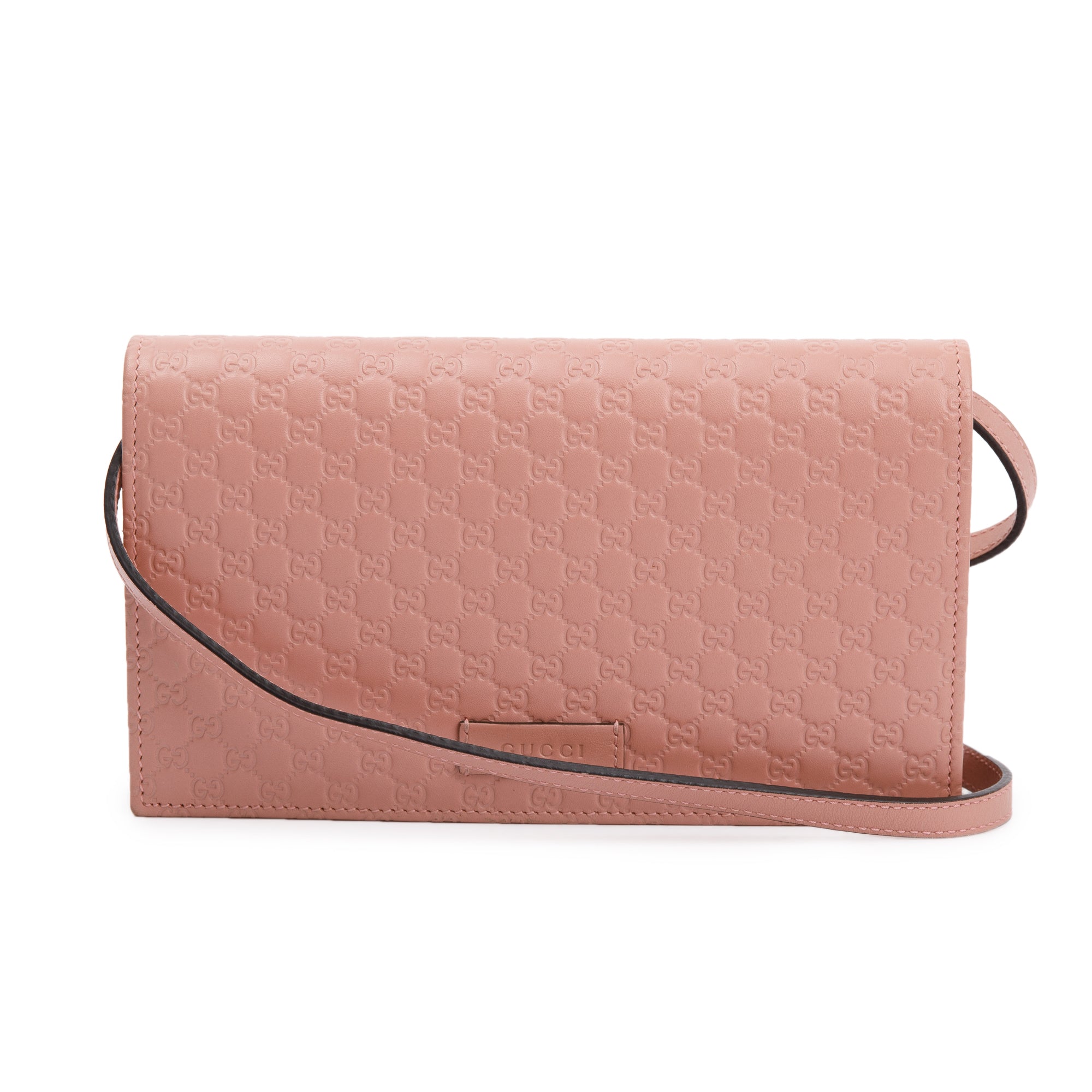 Gucci Pink Microguccissima Leather Wallet on Strap
