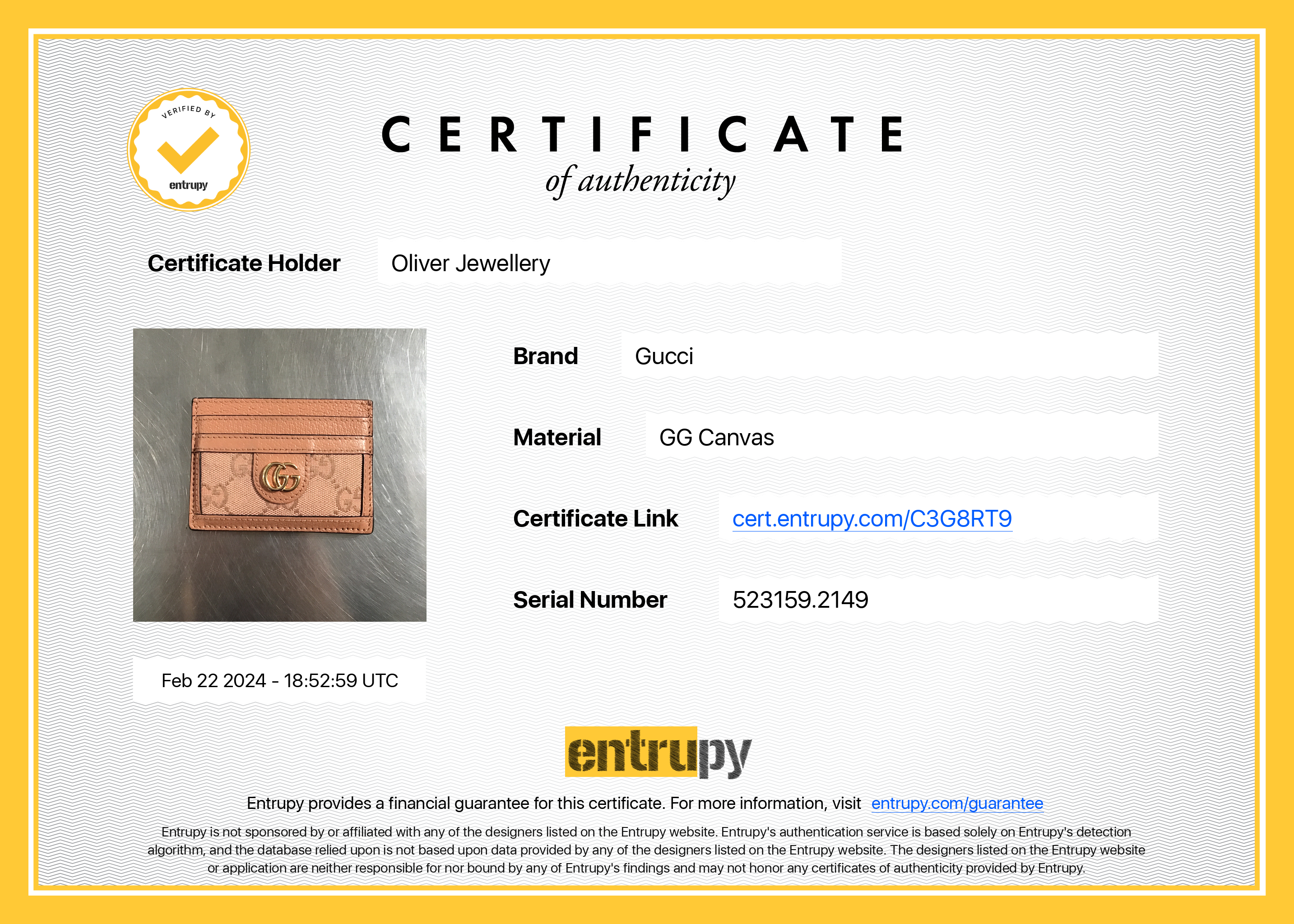 Gucci Pink Ophidia GG Supreme Card Case