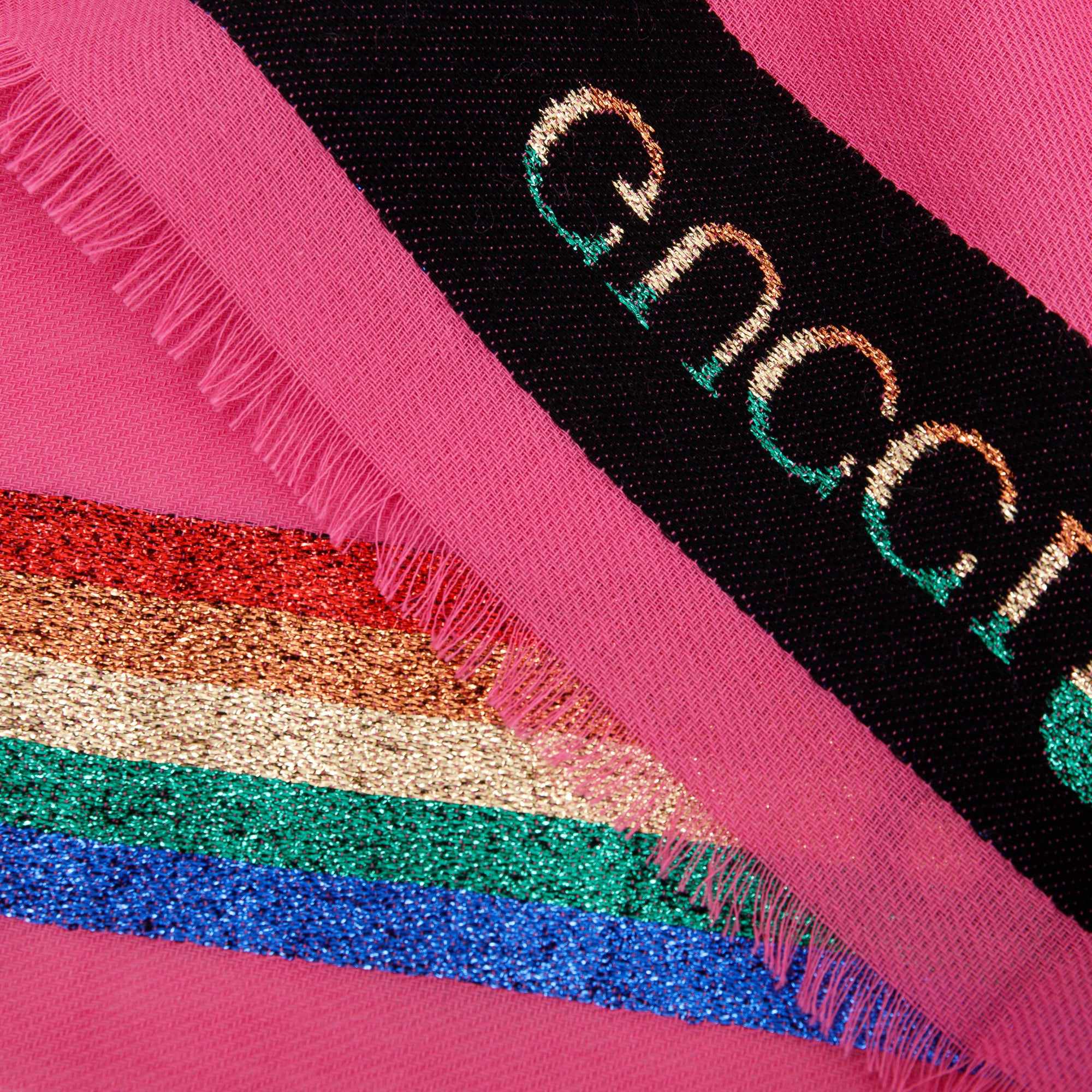 Gucci Pink Rainbow Striped Scarf