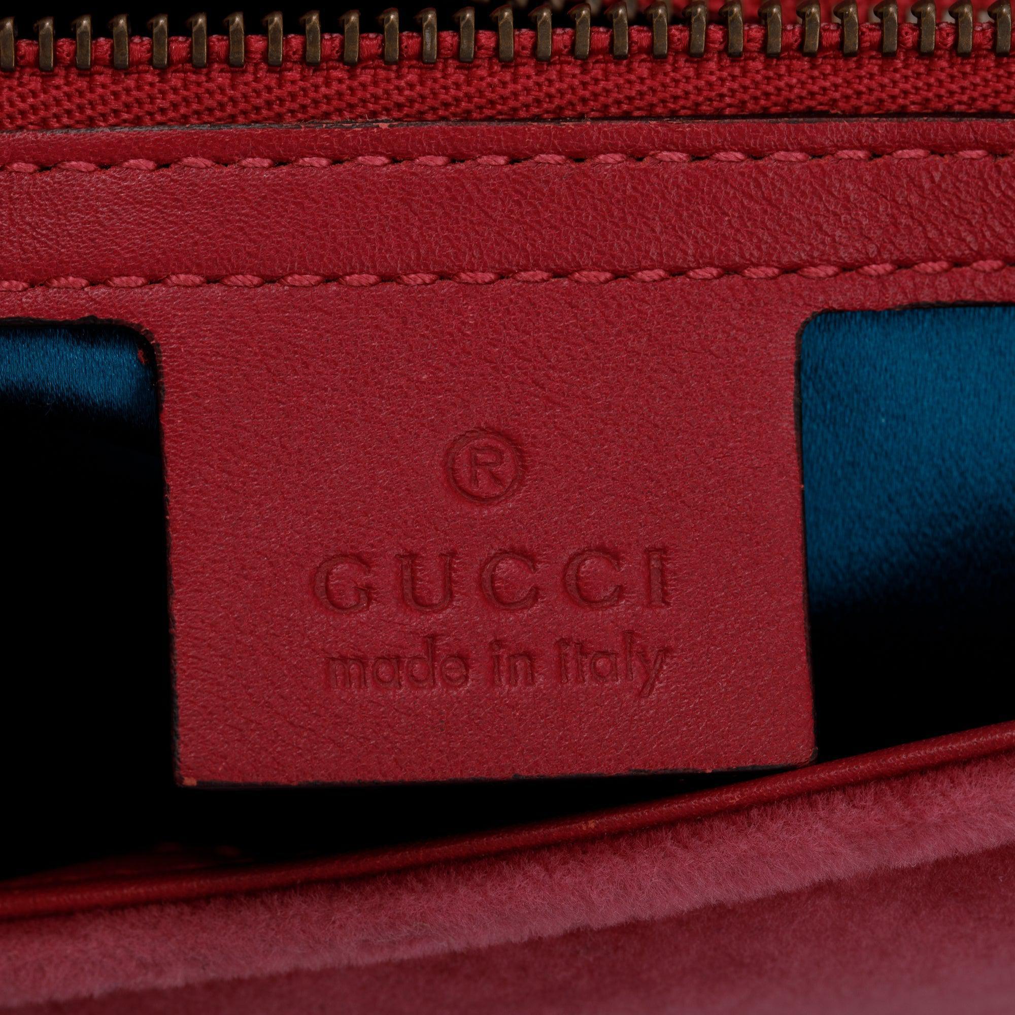 Gucci Pink Velvet Matelasse GG Marmont Small Shoulder Bag