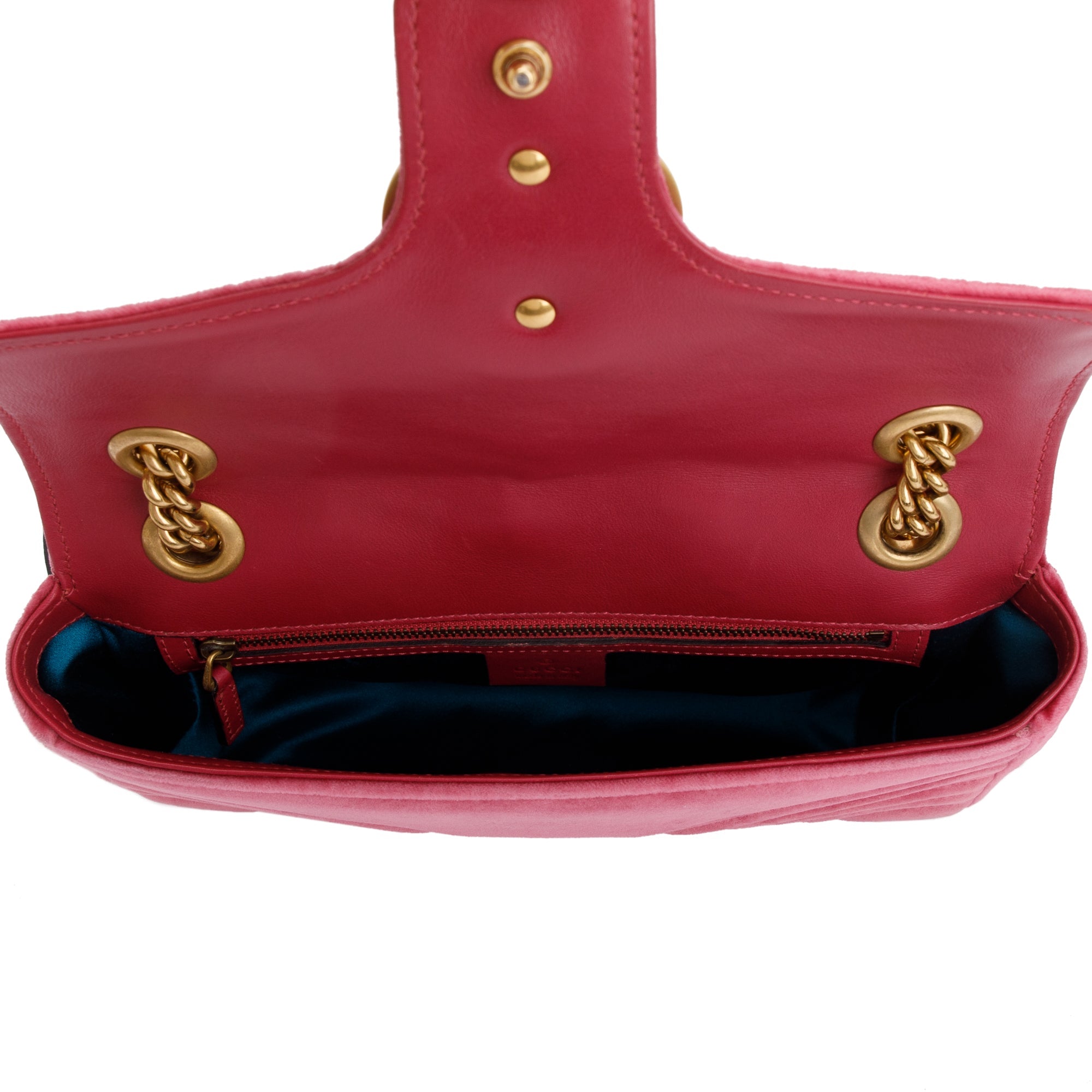 Gucci Pink Velvet Matelasse GG Marmont Small Shoulder Bag