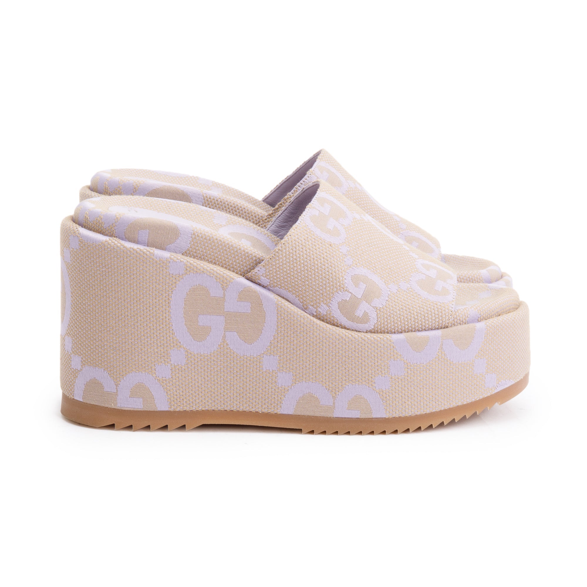 Gucci Purple Maxi GG Canvas Patform Slide Sandal, Size 38 w/ Box