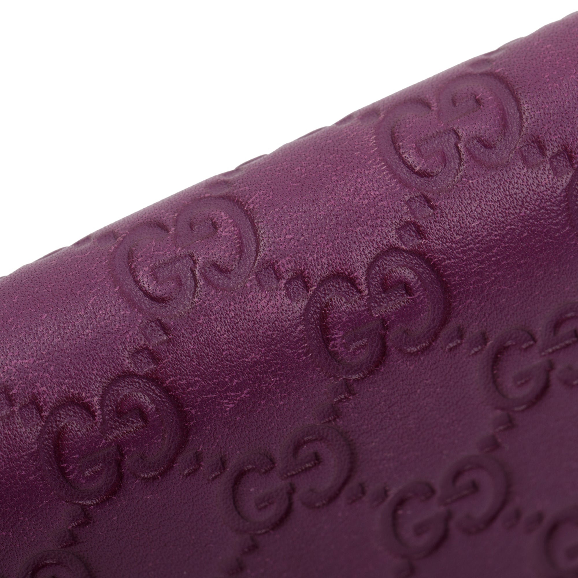 Gucci Purple Signature Leather Compact Flap Wallet w/ Box