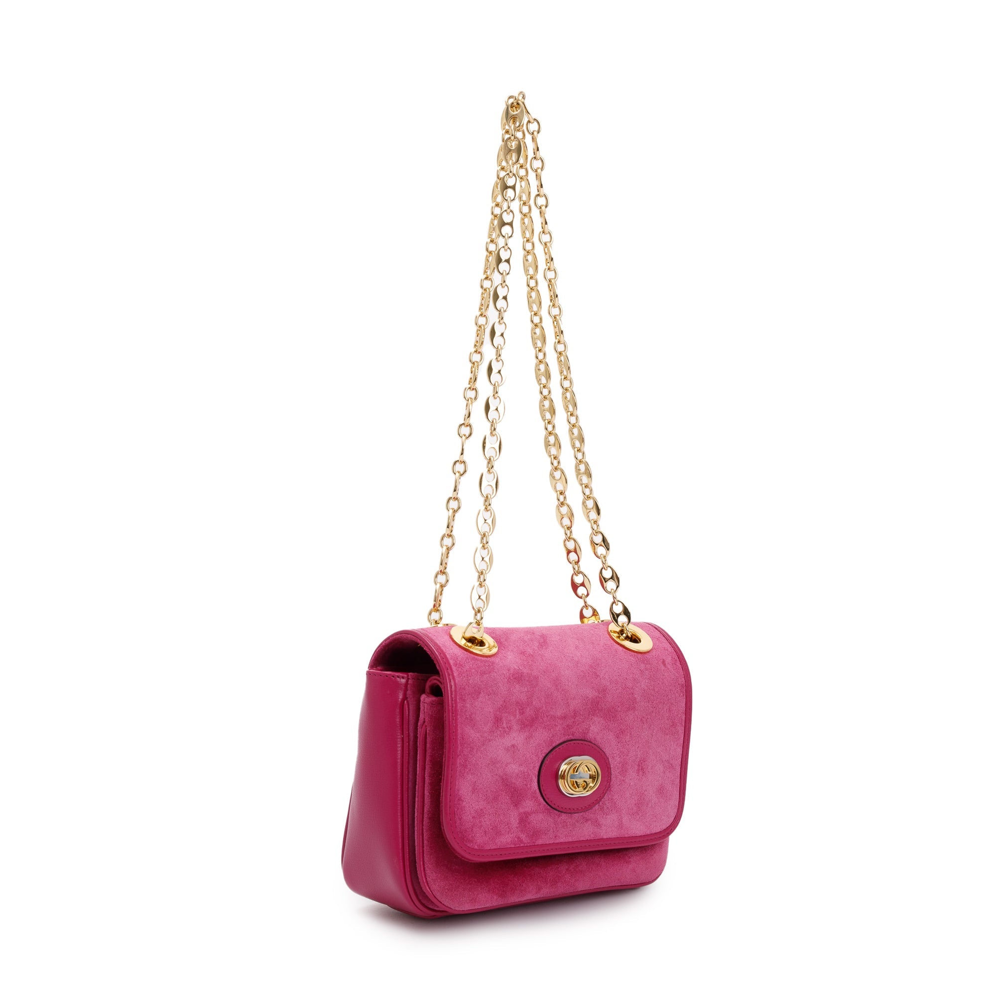 Gucci Purple Suede Calfskin Leather Mini Marina Chain Shoulder Bag