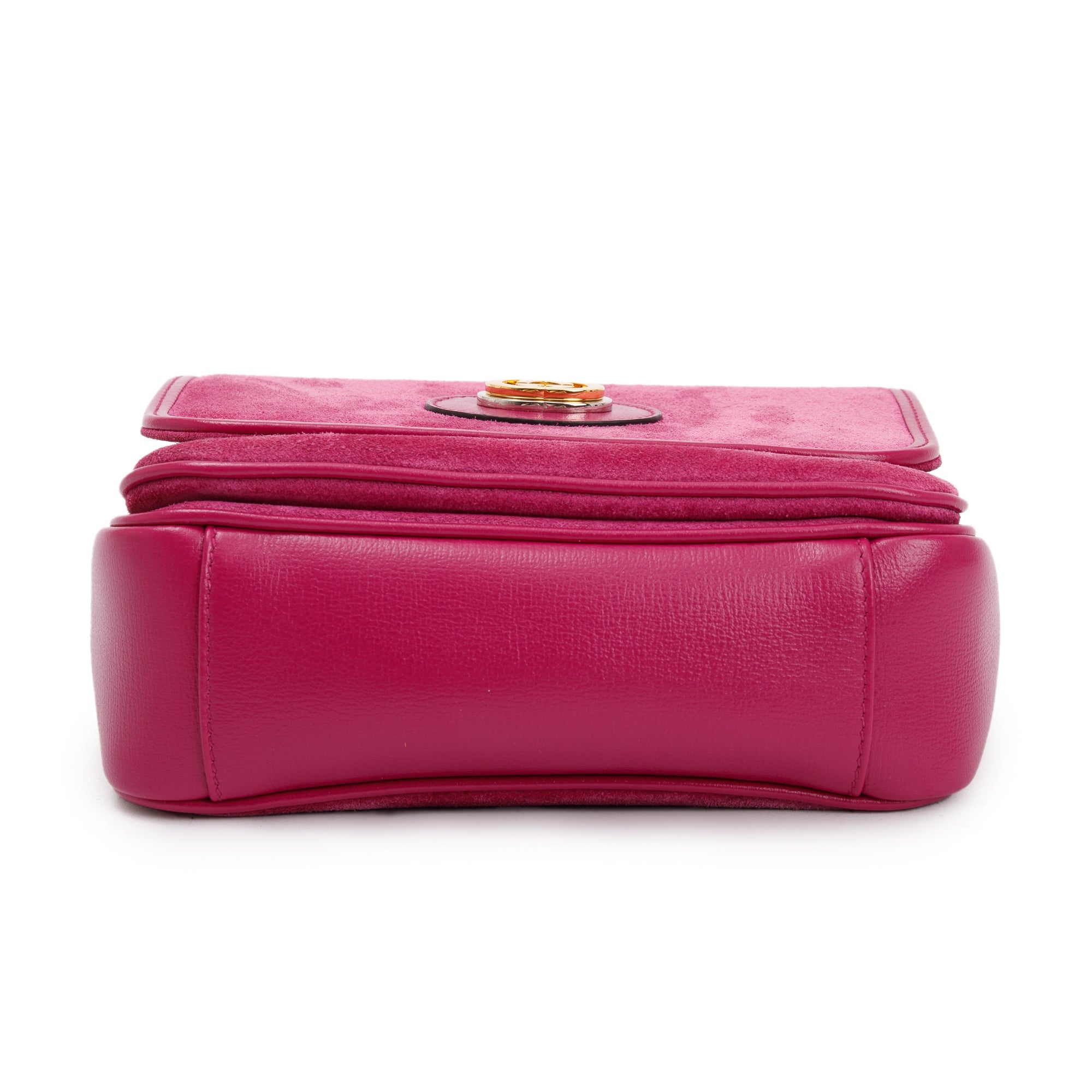 Gucci Purple Suede Calfskin Leather Mini Marina Chain Shoulder Bag