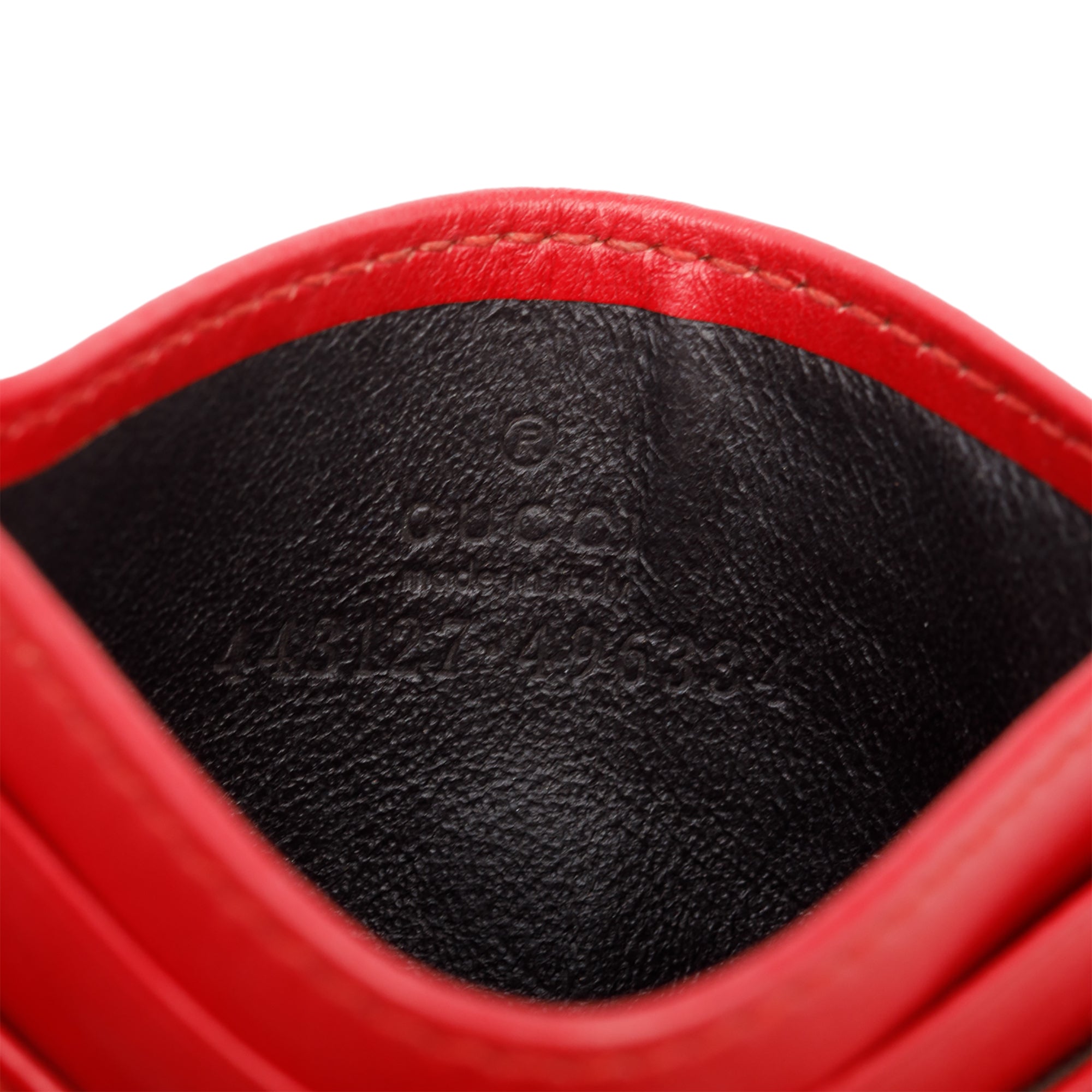 Gucci Red Calfskin Leather GG Marmont Card Holder