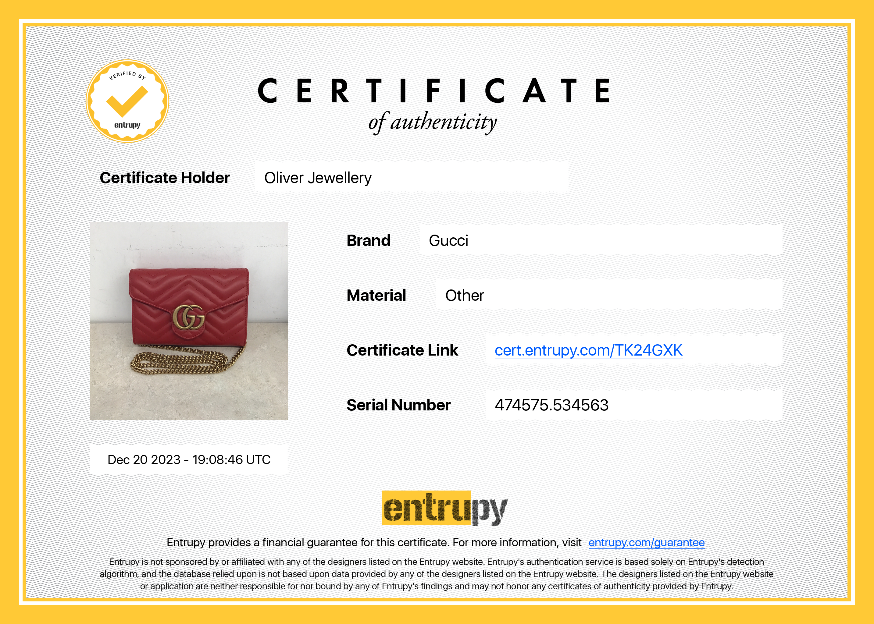 Gucci Red Calfskin Leather GG Marmont Matelasse Mini Bag