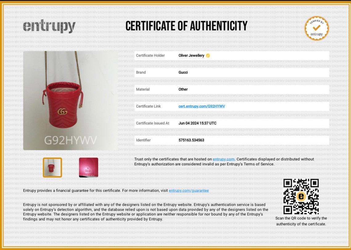 Gucci Red Calfskin Leather GG Marmont Mini Bucket Bag