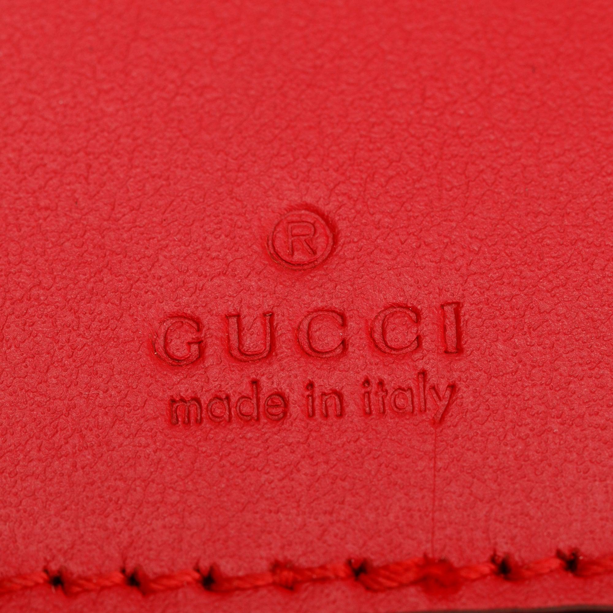 Gucci Red Calfskin Leather GG Marmont Mini Bucket Bag