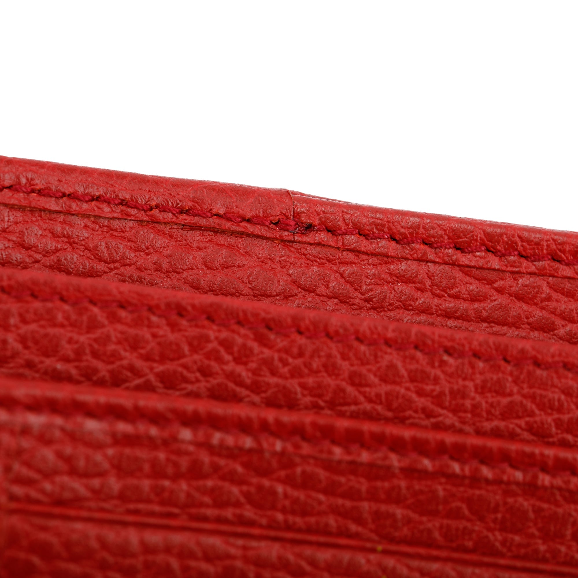 Gucci Red Calfskin Leather Interlocking G Logo Dollar French Wallet w/ Box