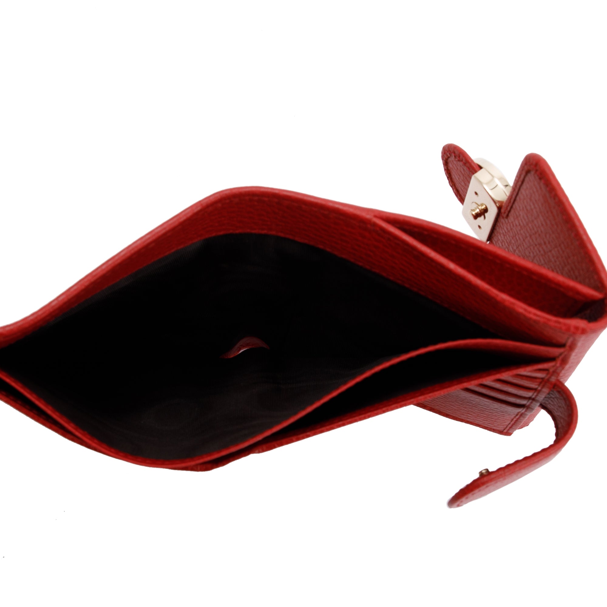 Gucci Red Calfskin Leather Interlocking G Logo Dollar French Wallet w/ Box