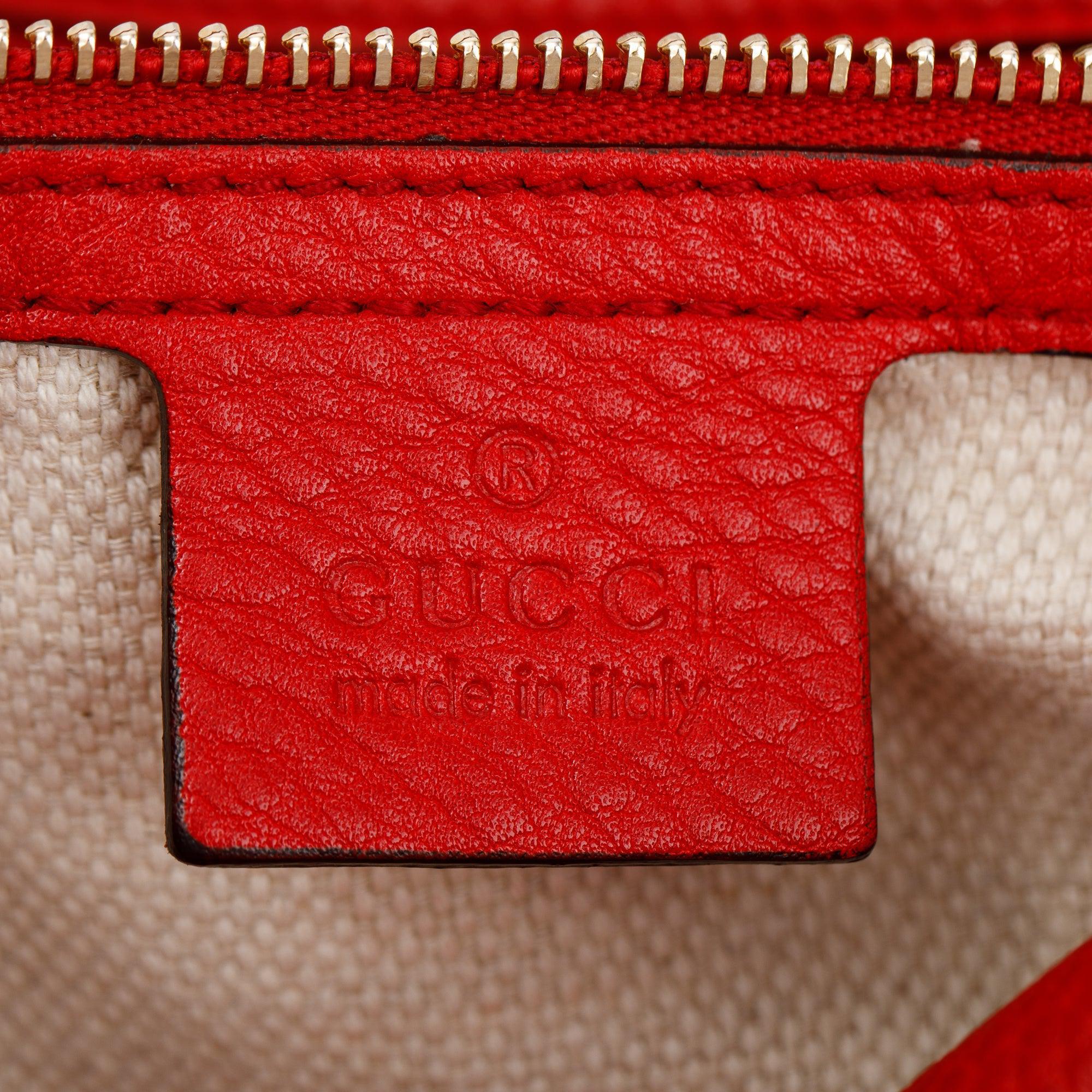Gucci Red Calfskin Leather Large Soho Hobo Bag