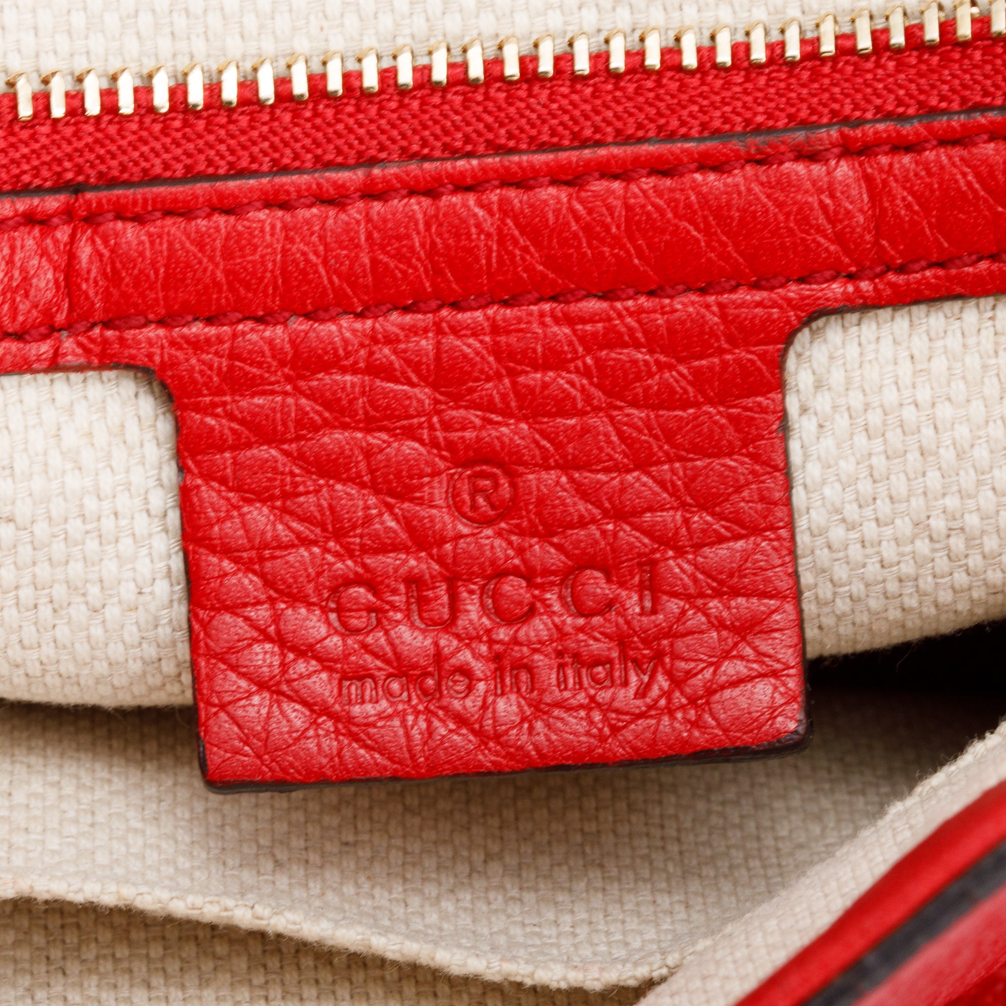 Gucci Red Calfskin Leather Medium Soho Chain Crossbody Bag