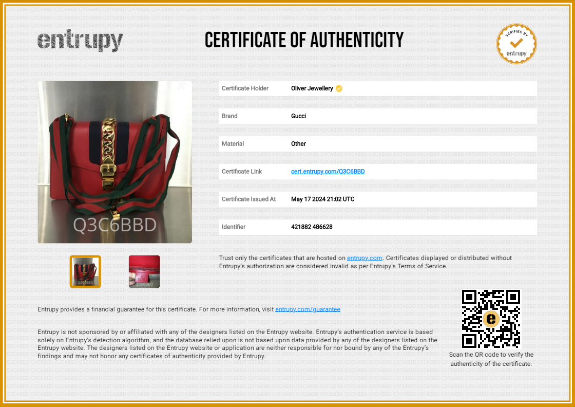 Gucci Red Calfskin Leather Web Small Sylvie Chain Shoulder Bag