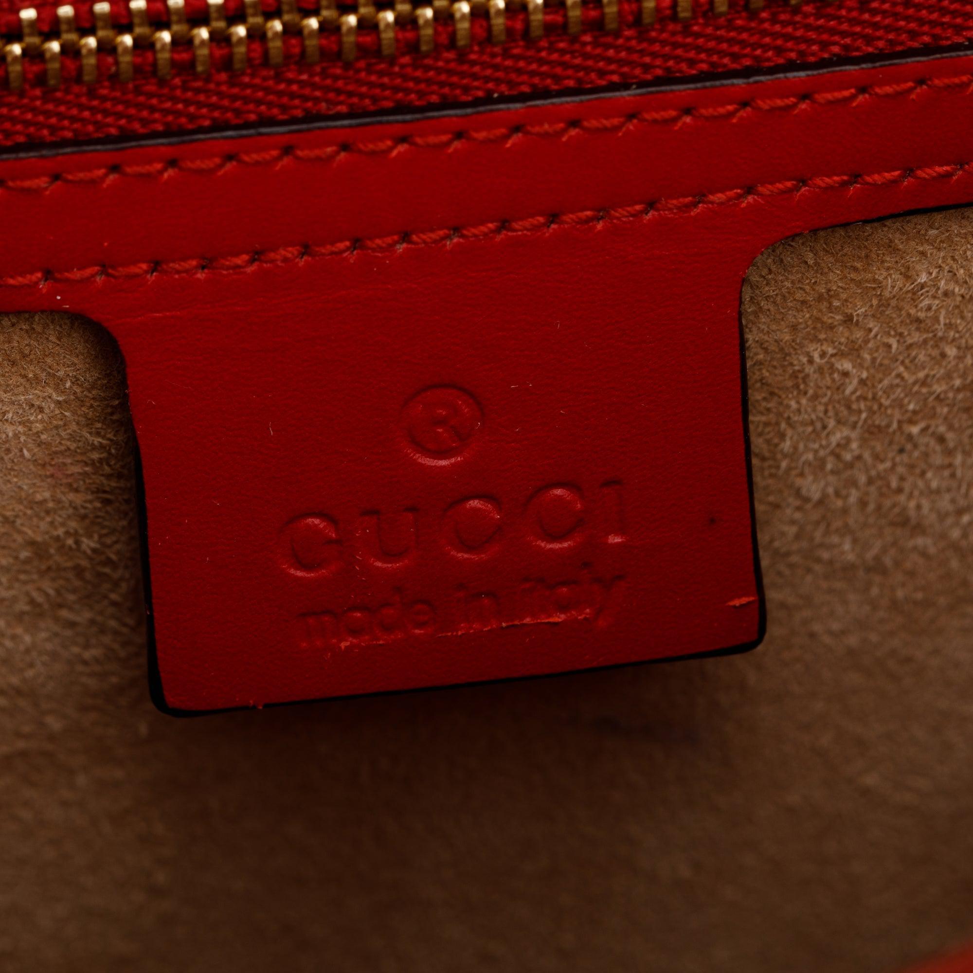 Gucci Red Calfskin Leather Web Small Sylvie Chain Shoulder Bag
