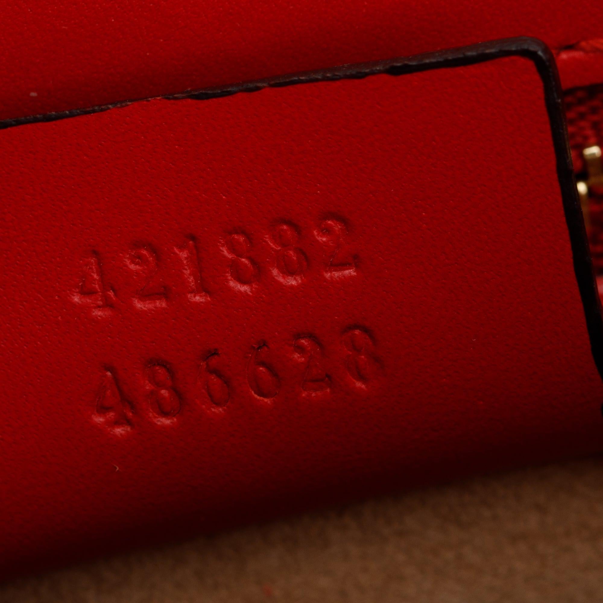 Gucci Red Calfskin Leather Web Small Sylvie Chain Shoulder Bag