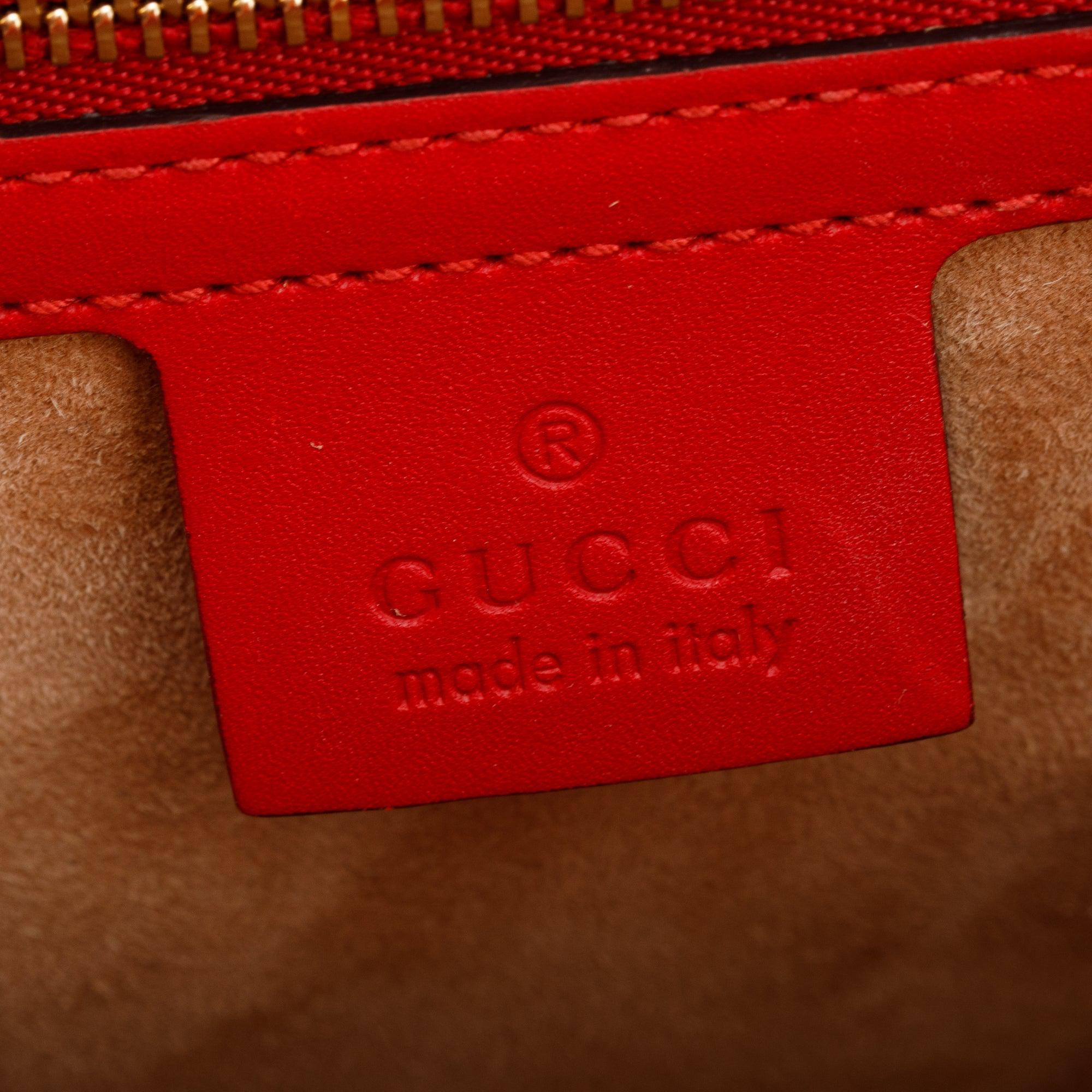 Gucci Red Calfskin Leather Web Small Sylvie Shoulder Bag