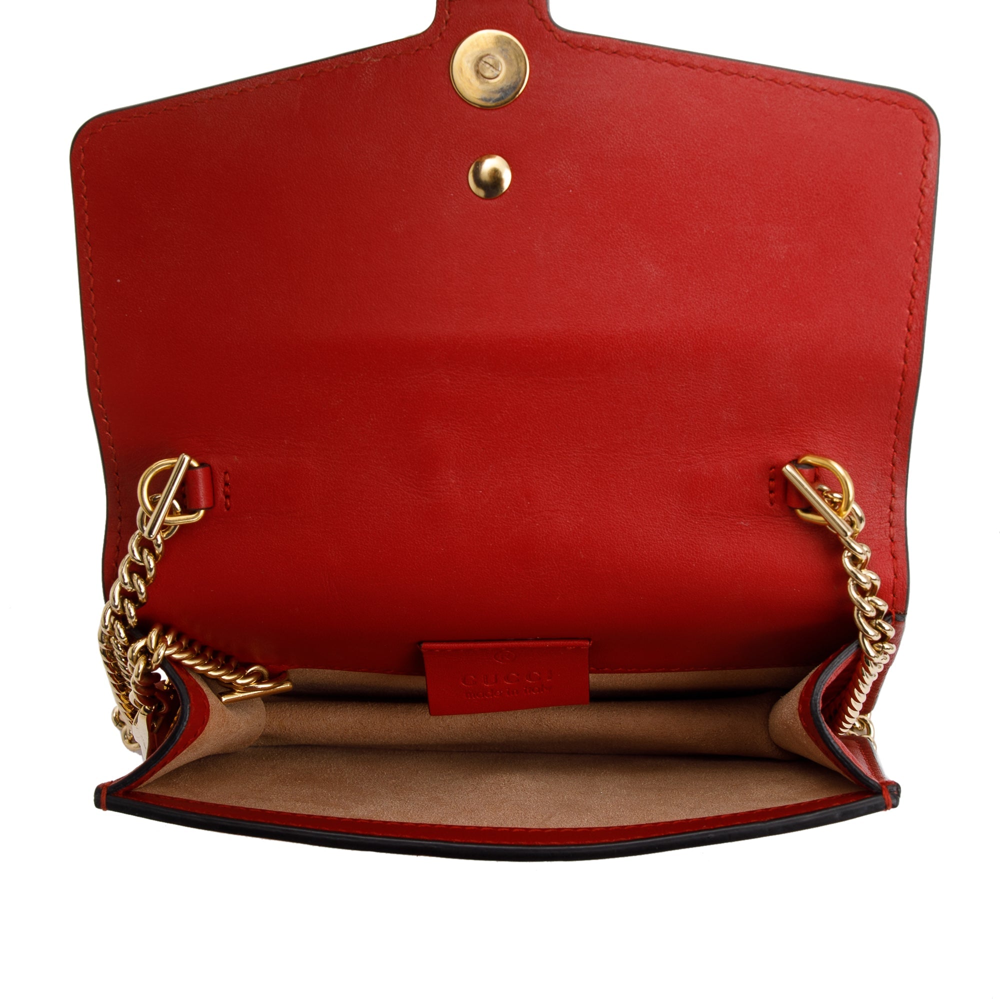 Gucci Red Calfskin Leather Web Super Mini Sylvie Chain Shoulder Bag