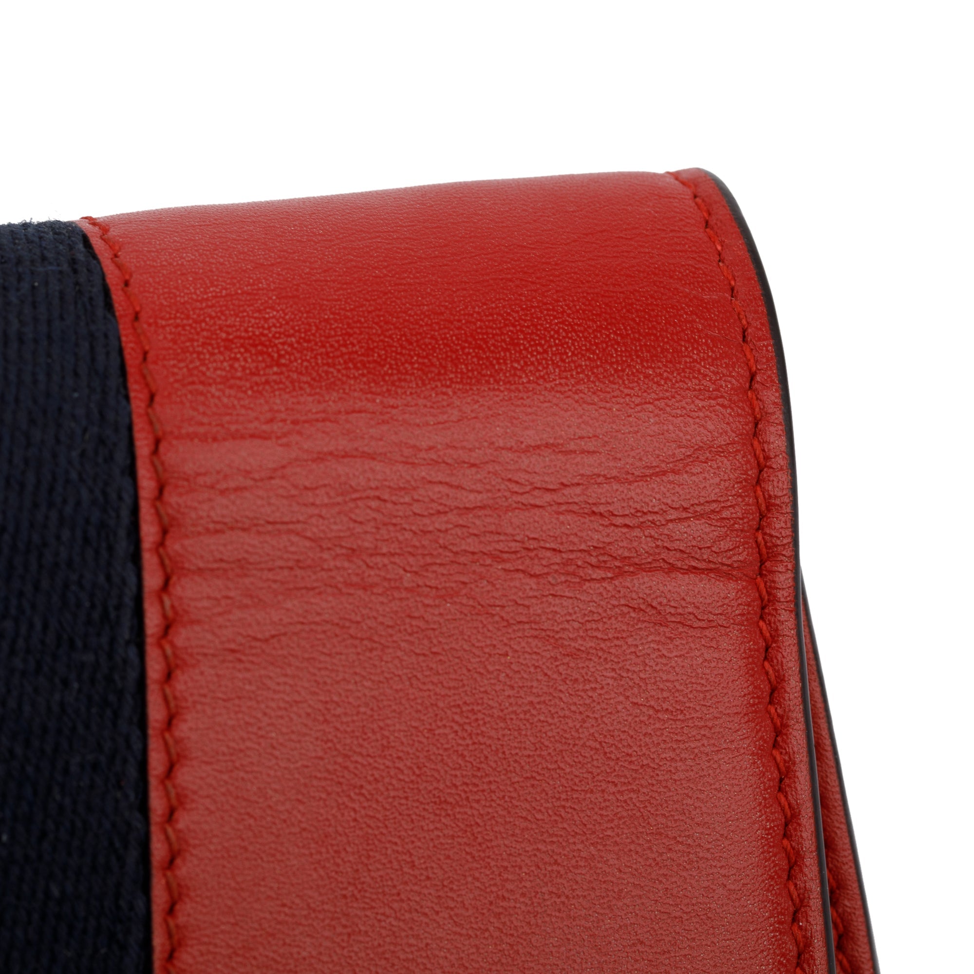 Gucci Red Calfskin Leather Web Super Mini Sylvie Chain Shoulder Bag