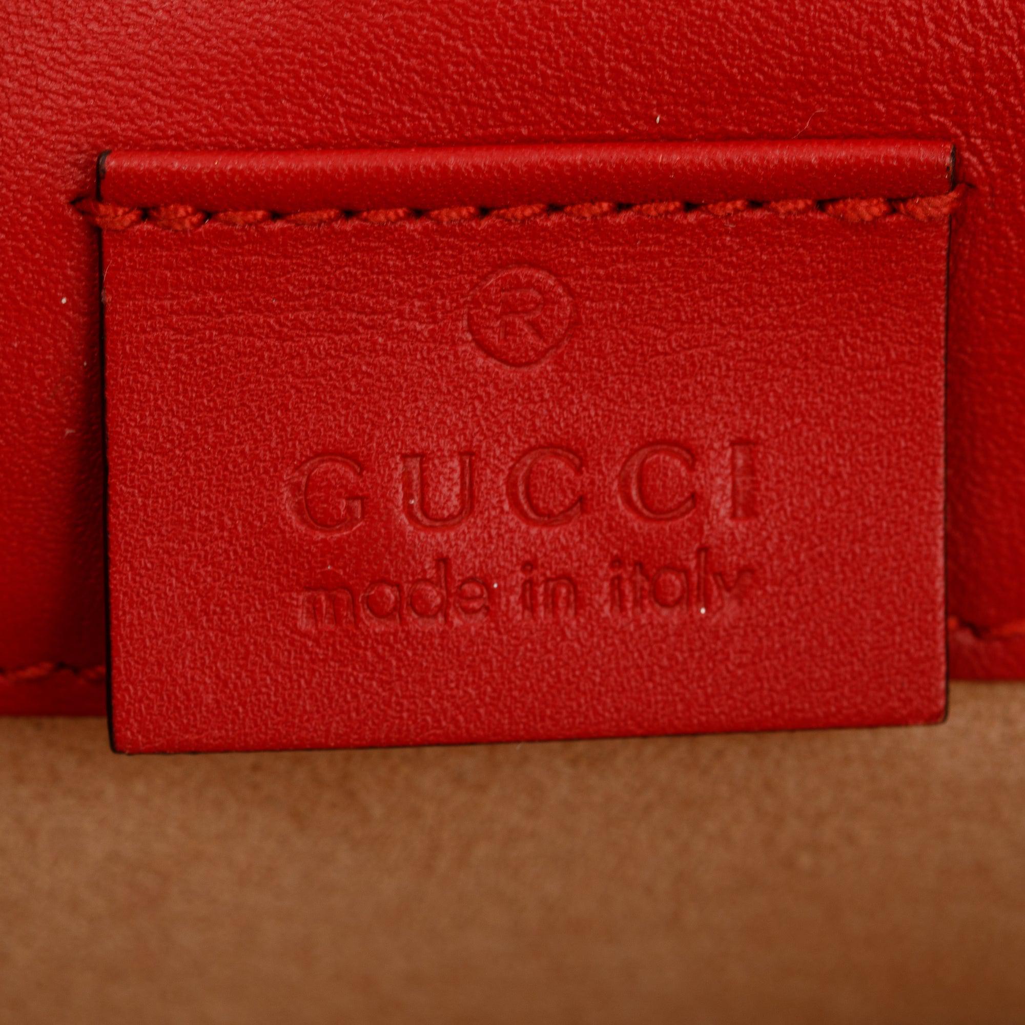 Gucci Red Calfskin Leather Web Super Mini Sylvie Chain Shoulder Bag