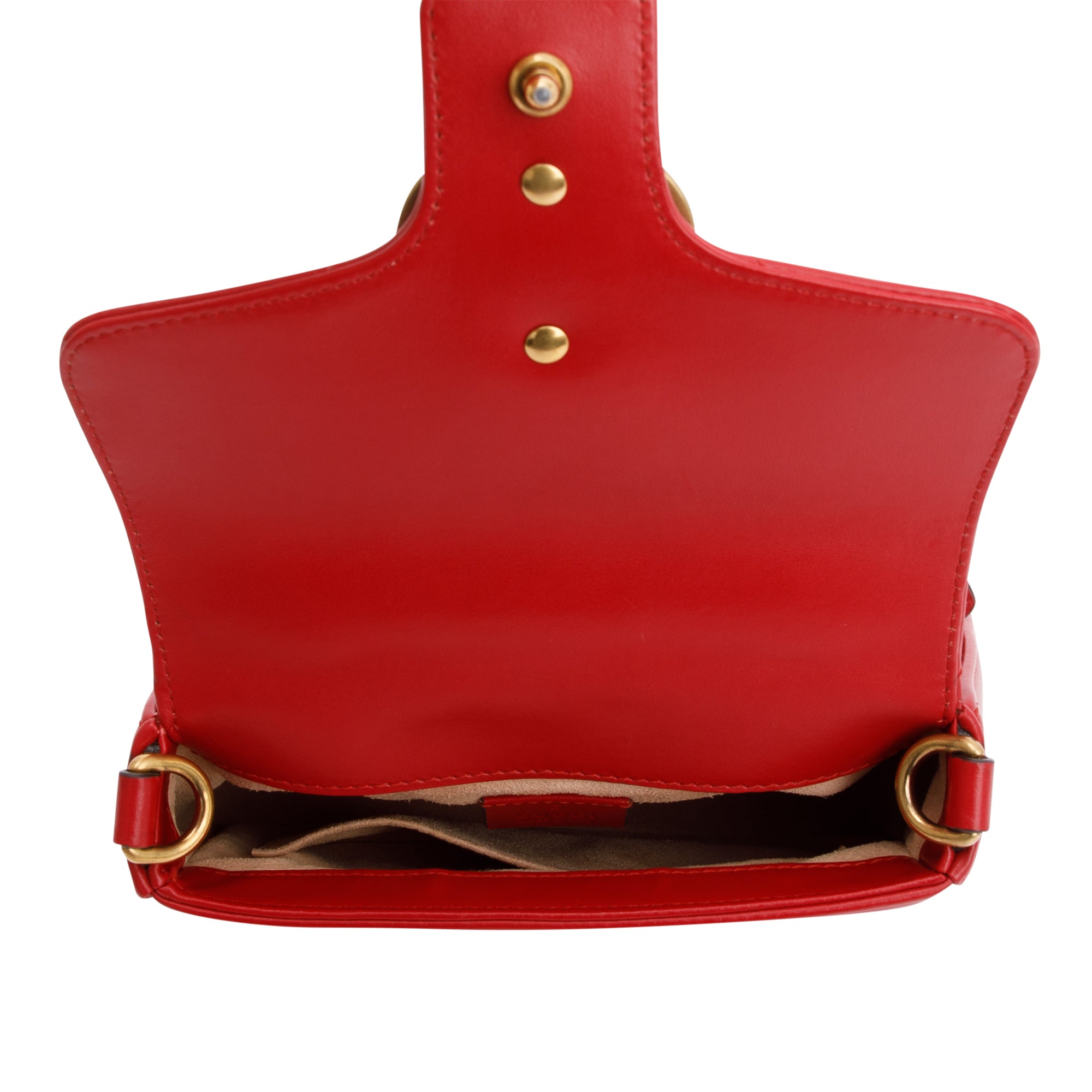 Gucci Red Calfskin Matelasse GG Marmont Mini Top Handle Shoulder Bag