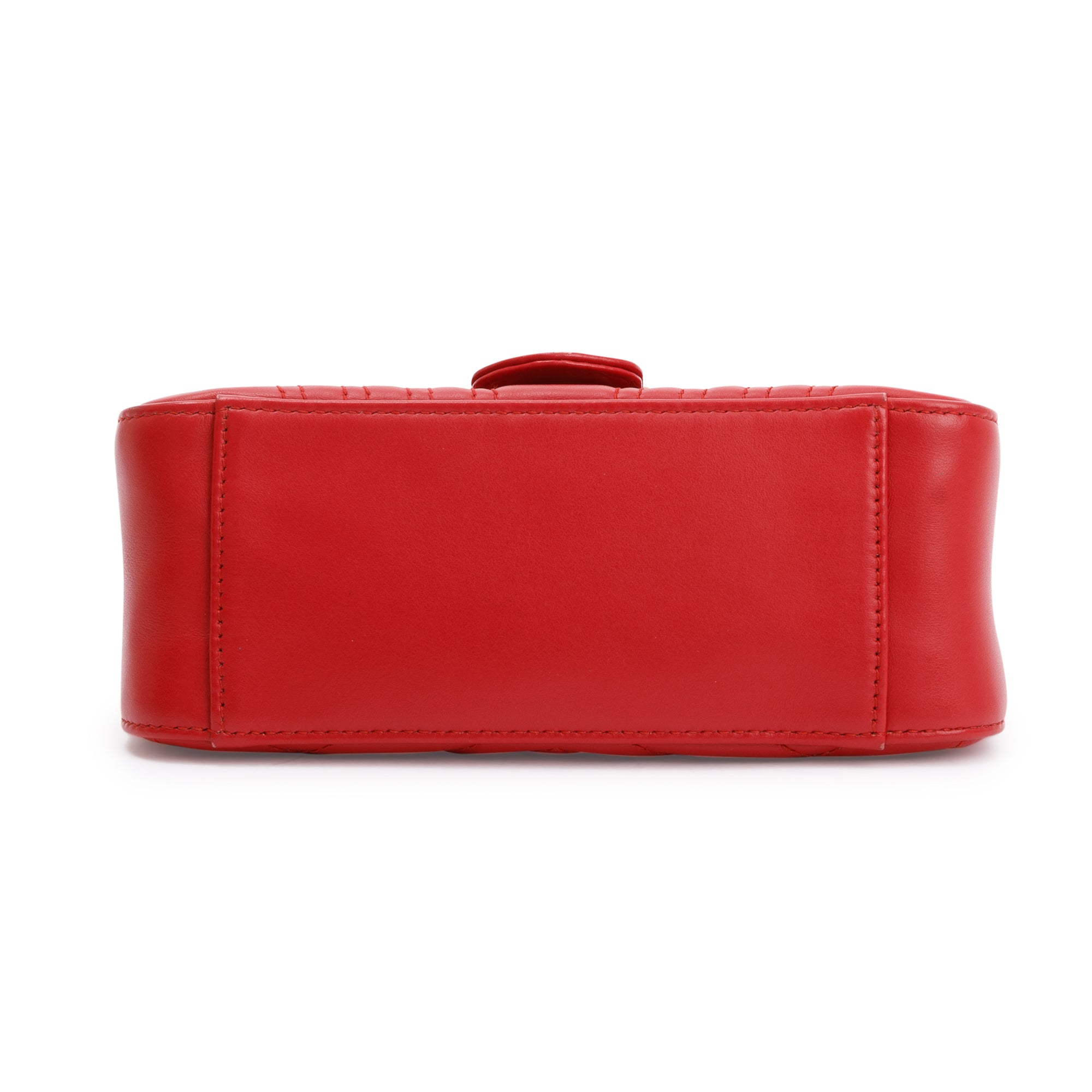 Gucci Red Calfskin Matelasse GG Marmont Mini Top Handle Shoulder Bag
