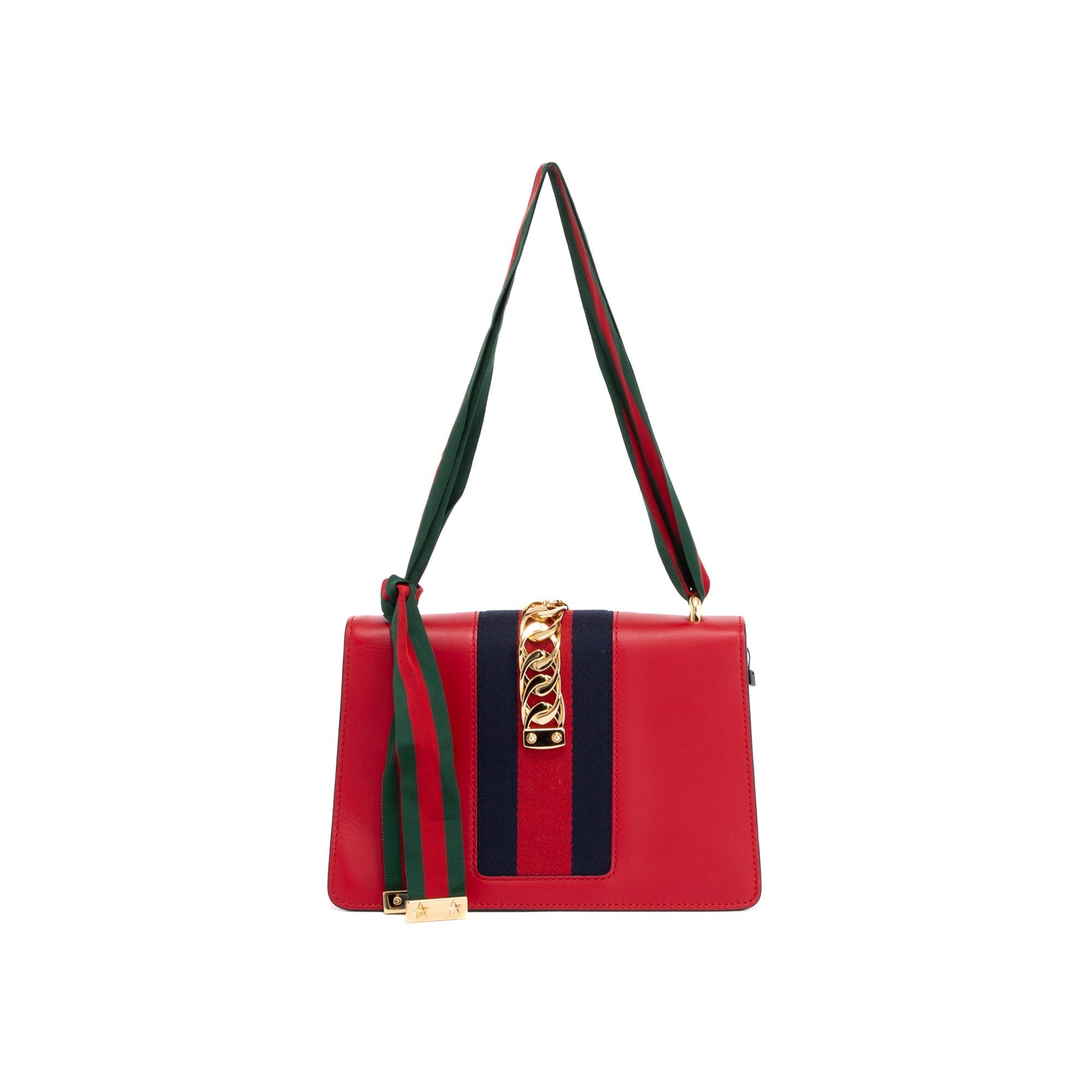 Gucci Red Calfskin Small Sylvie Shoulder Bag