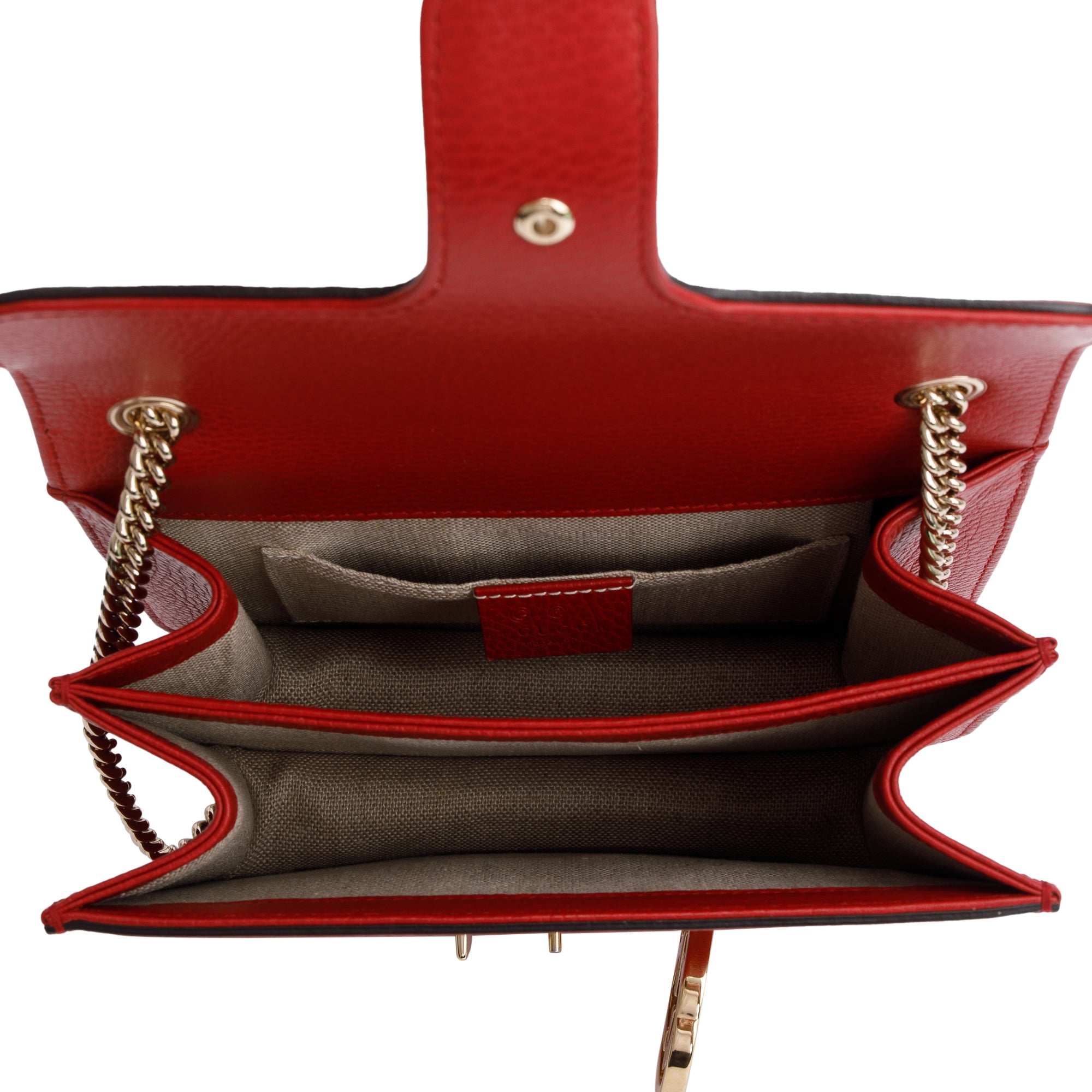 Gucci Red Dollar Calfskin Leather Interlocking GG Small Chain Shoulder Bag