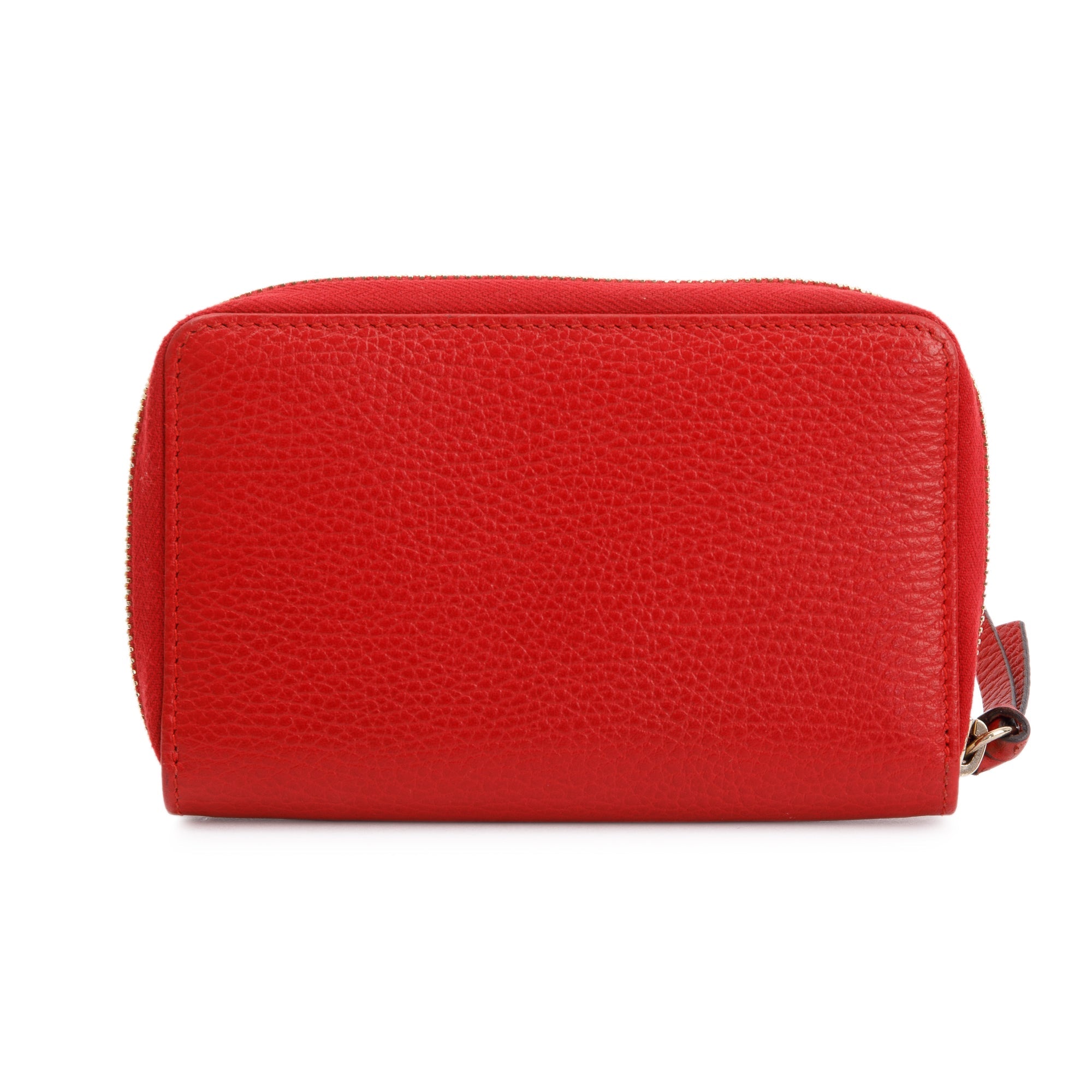Gucci Red Dollar Calfskin Leather Medium Swing Zip Around Wallet