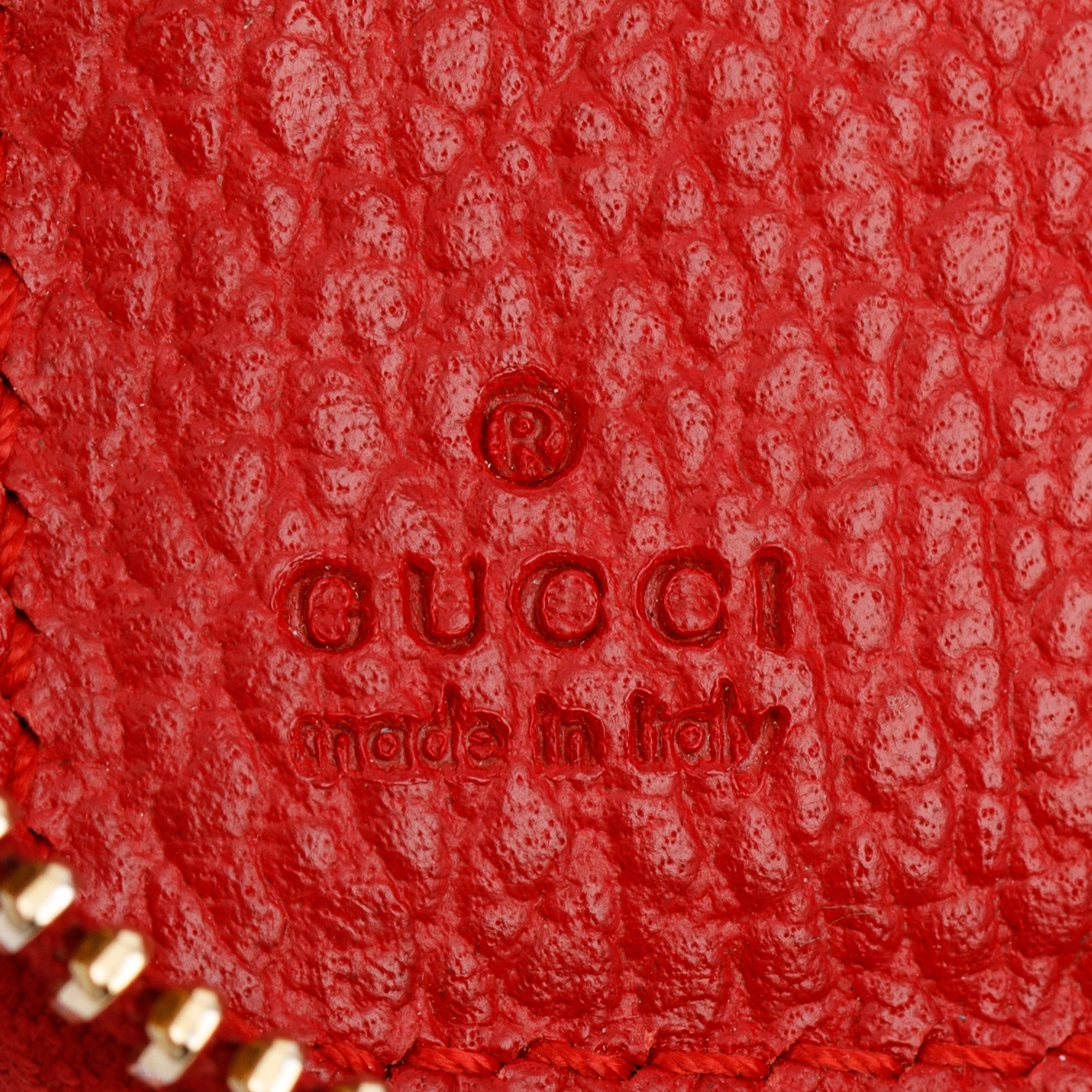 Gucci Red Dollar Calfskin Leather Medium Swing Zip Around Wallet