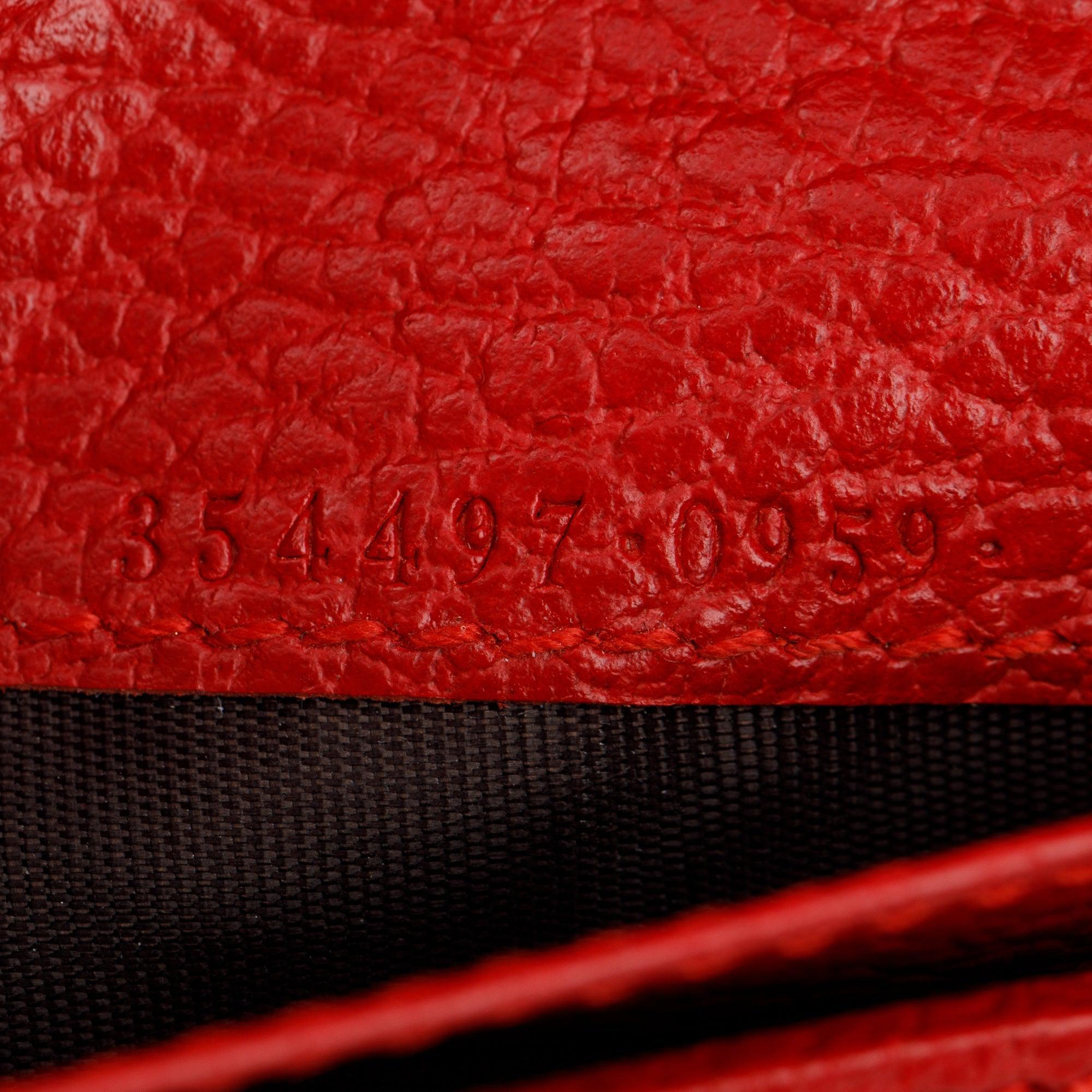 Gucci Red Dollar Calfskin Leather Medium Swing Zip Around Wallet